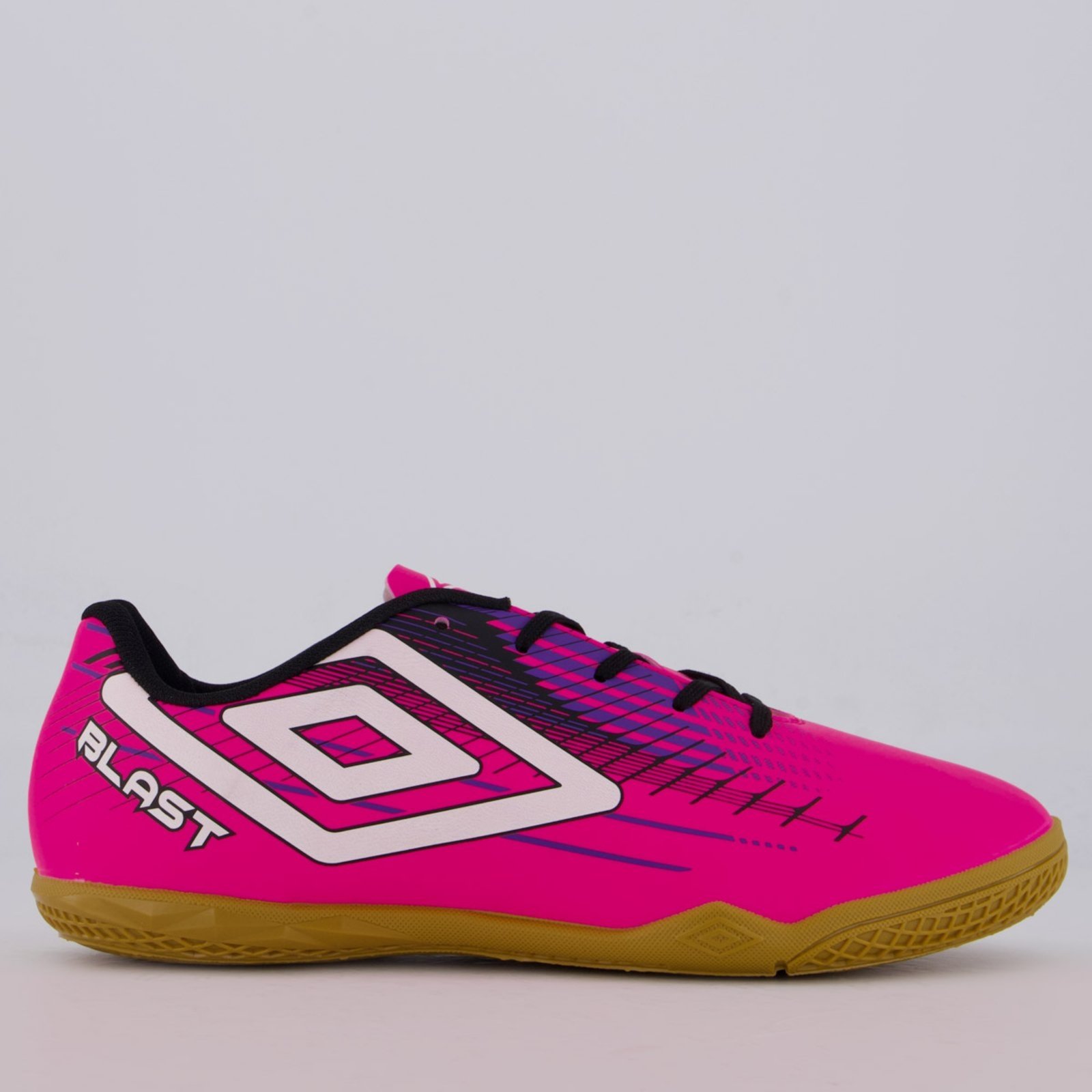 Vista 2 Chuteira Umbro Blast Futsal e Preta rosa Umbro rosa
