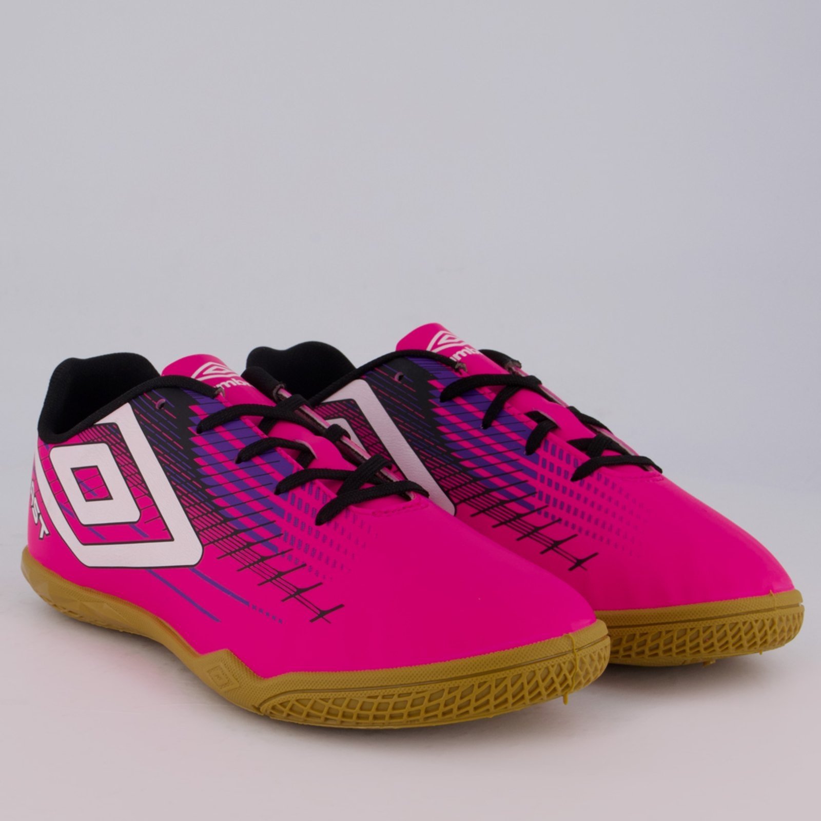 Vista 3 Chuteira Umbro Blast Futsal e Preta rosa Umbro rosa