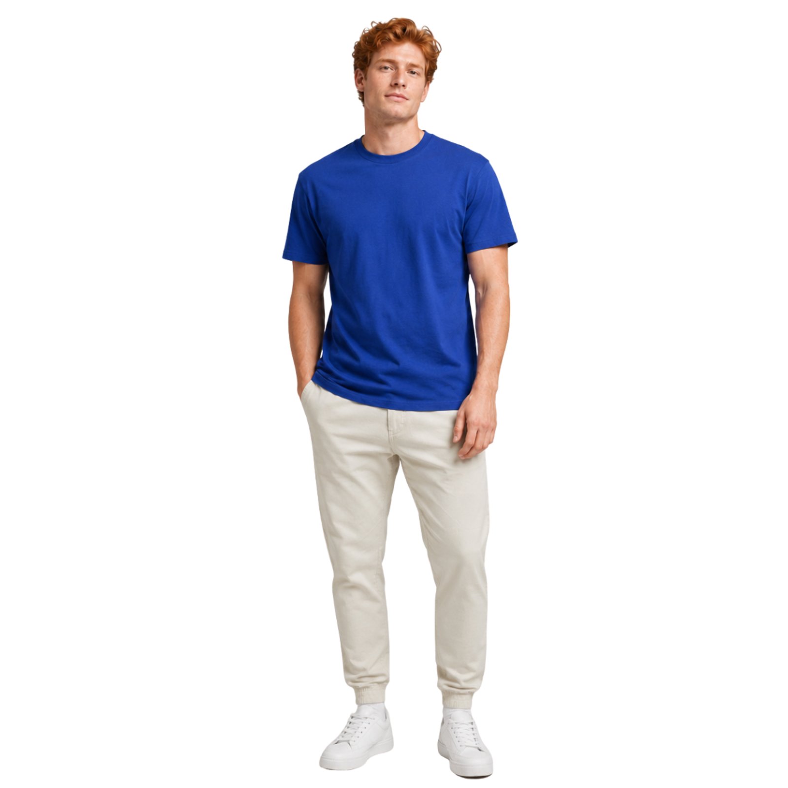 Camiseta Básica Masculina Casual Slim Fitness - Azul Royal