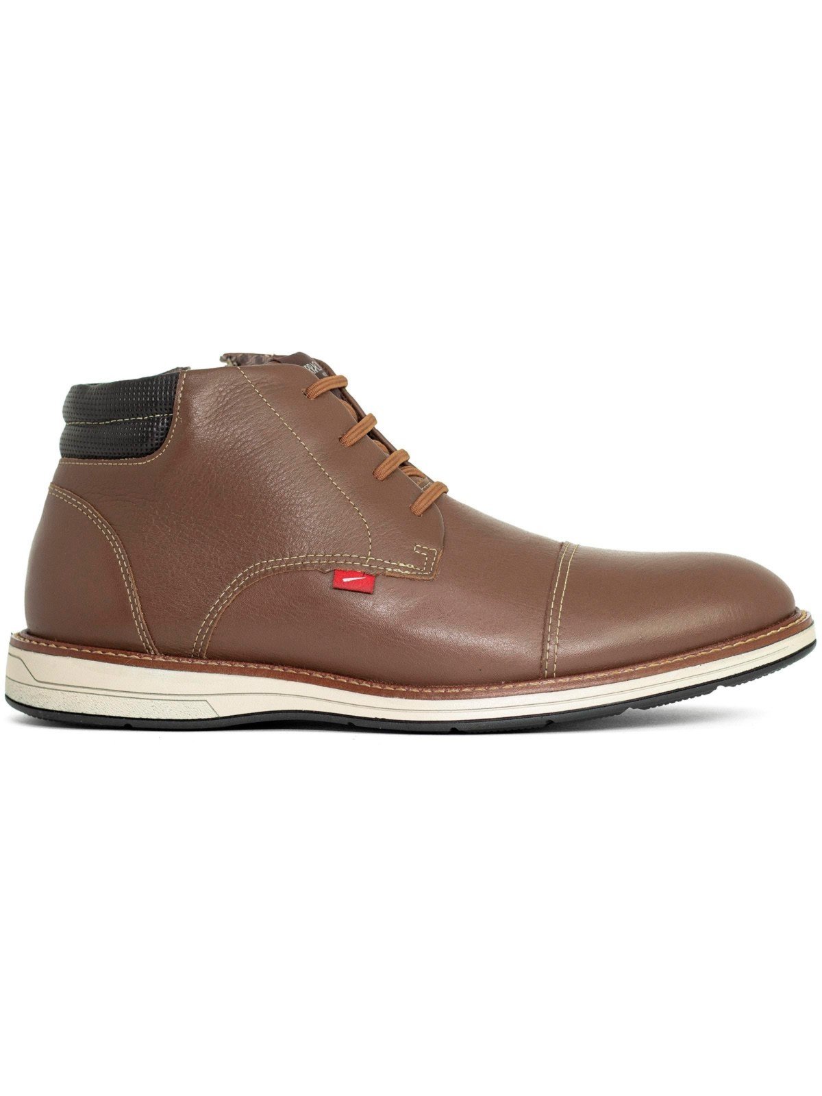 Bota Masculina Ferracini Kingston 24h Casual Couro Elástico Conforto Marrom Tabaco