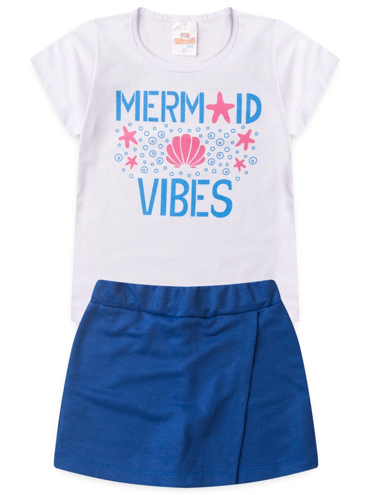 Infantil - Conjunto Feminino Verão Vibes 2 ao 14 anos. Branco