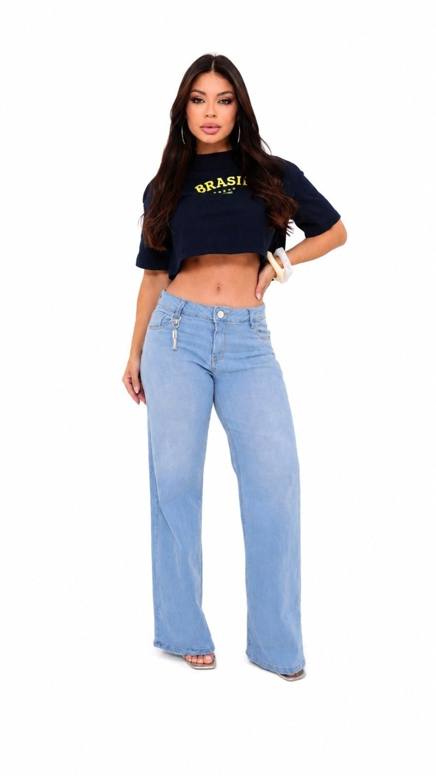 Calça Feminina Flare Com Gloss De Brinde Jeans Claro