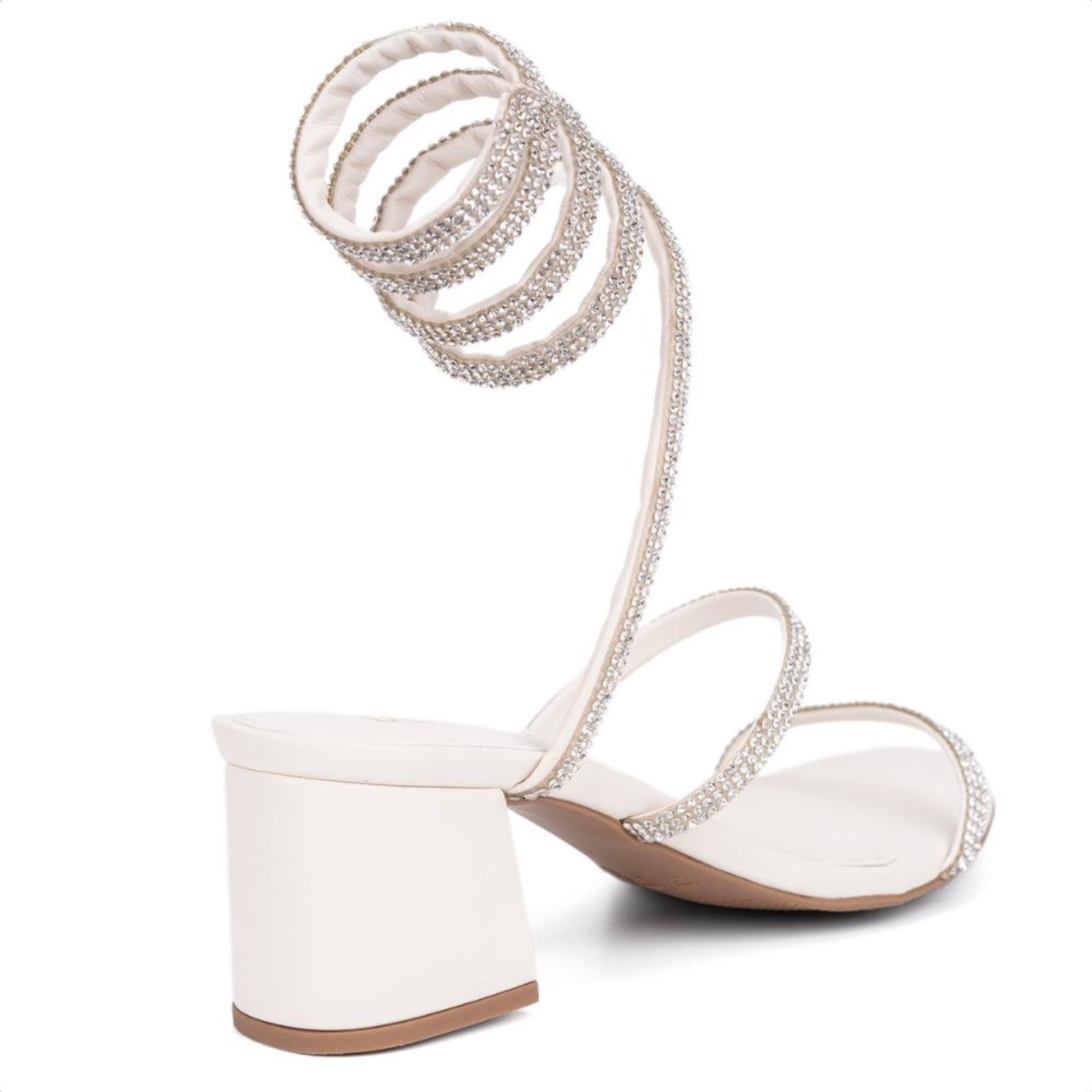 Vista 3 Sandália Feminina Salto Grosso Bloco Espiral Com Strass Moda Domidona dourado Domidona dourado