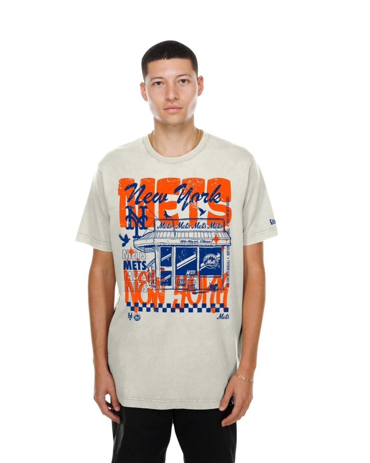Camiseta New Era Regular New York Mets Bege