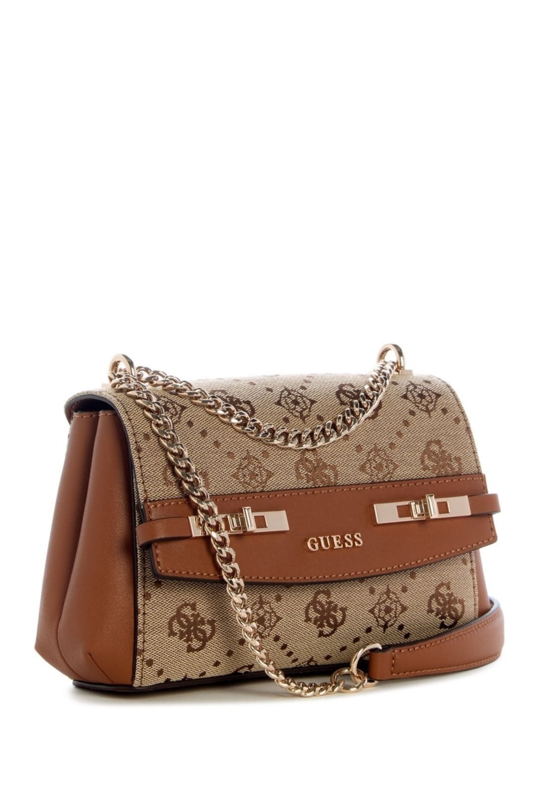 Vista 3 Bolsa Guess Mini Melinda Logo Transversal Flap Bege amarelo Guess amarelo
