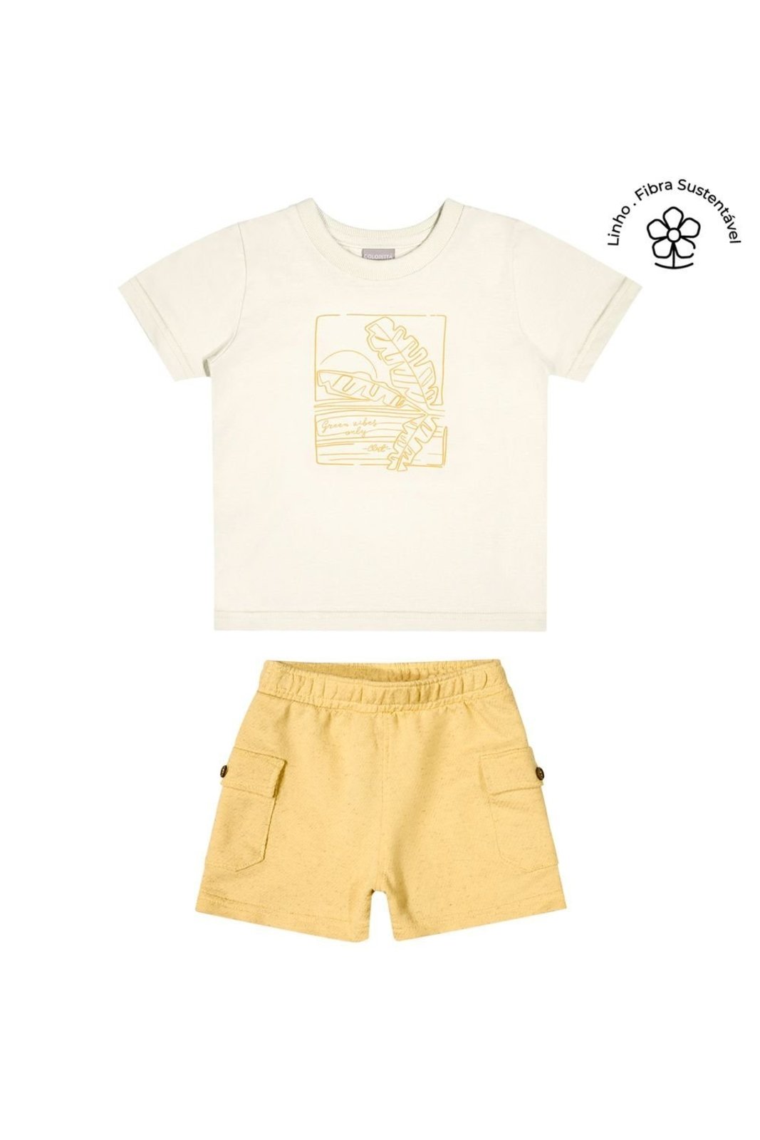 Vista 2 Infantil - Conjunto Menino Tropical Puff Colorittá bege Colorittá bege