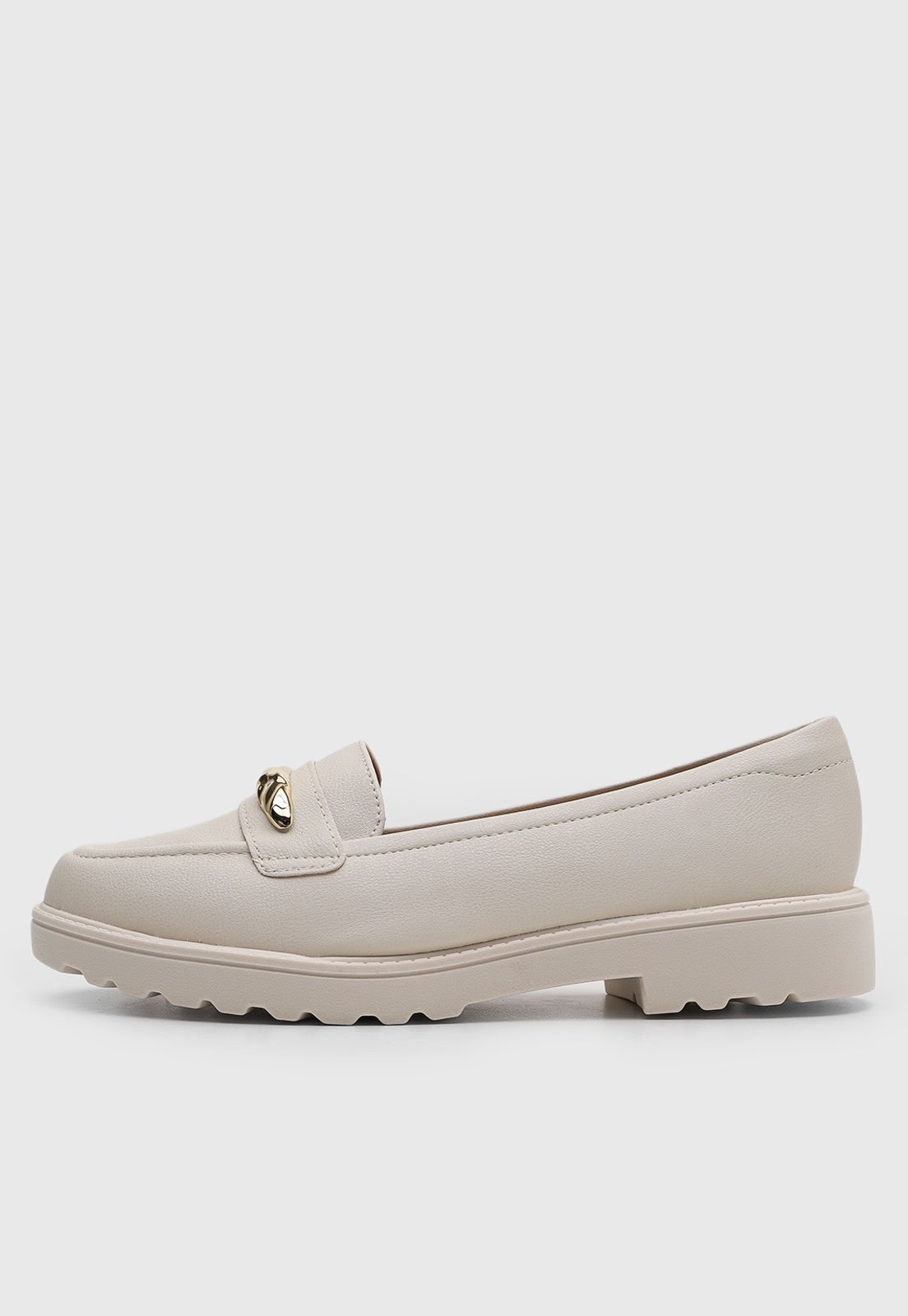 Mocassim Feminino Modare Detalhe Metalizado Off-White