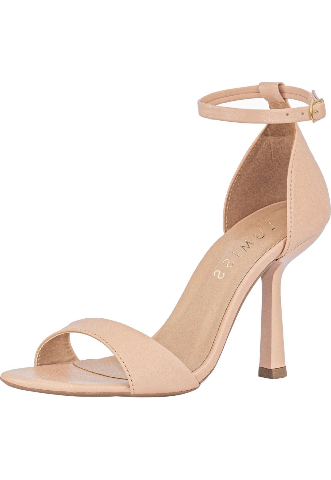 Sandália Feminina Salto Fino Lumiss Clássica Comfort Elegância Tiras Nude