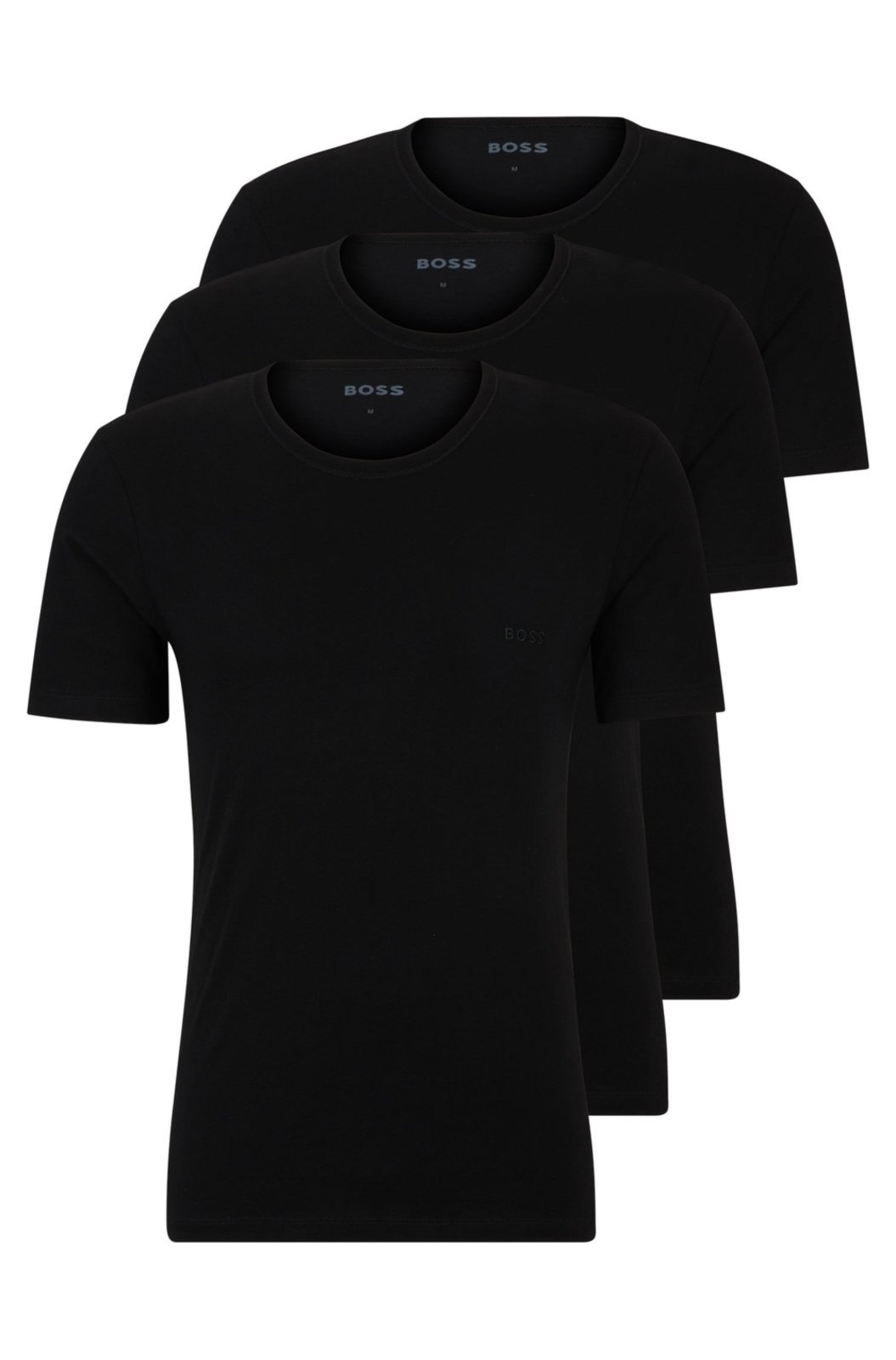 Conjunto De Três Camisetas Com Logo Bordado Em Algodão