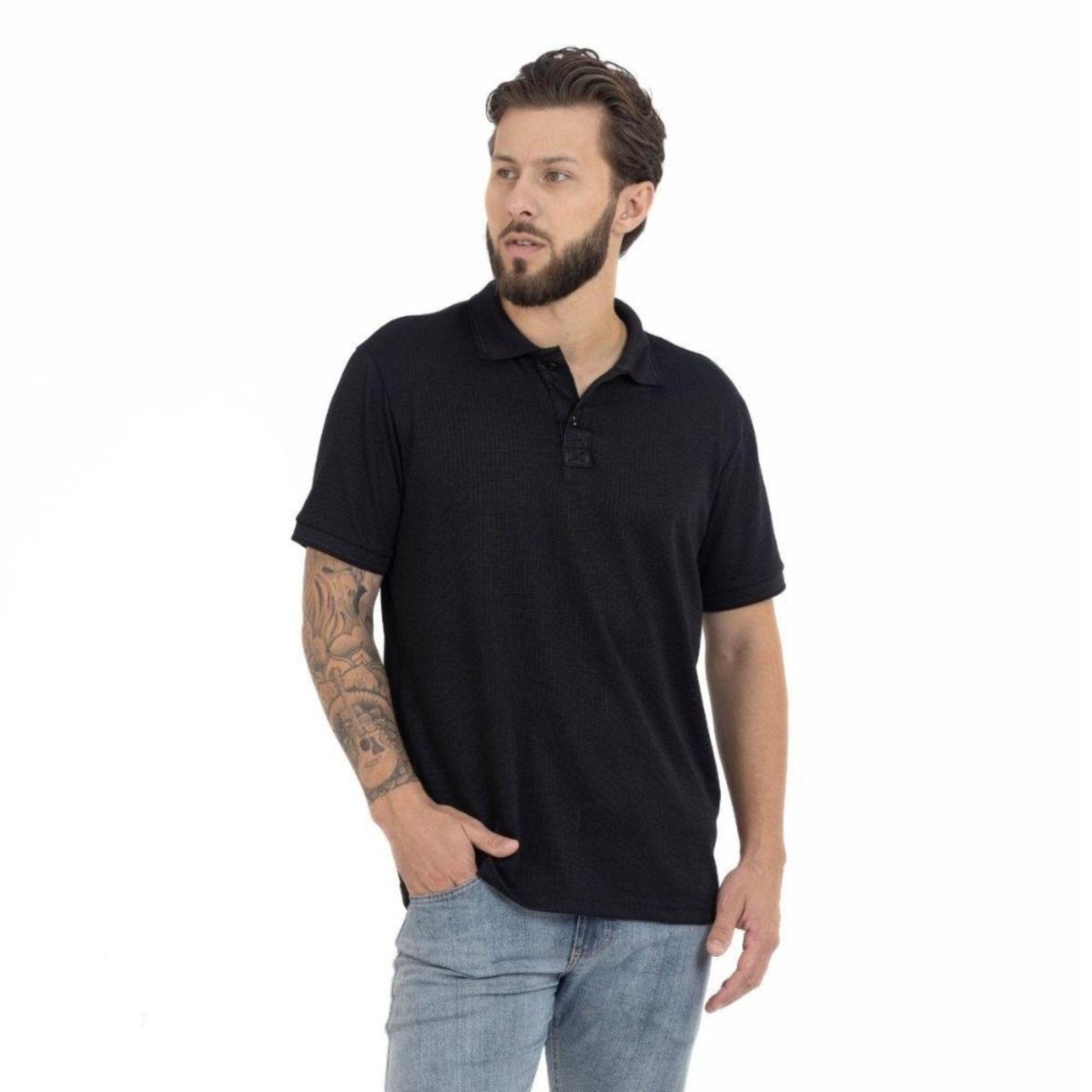 Camisa Polo Masculina Malha Tricot Algodão Conforto Casual