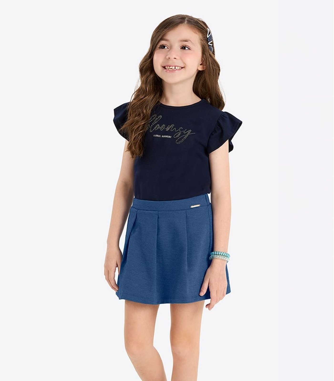 Infantil - Blusa Verão Menina Com Strass Rovi Azul