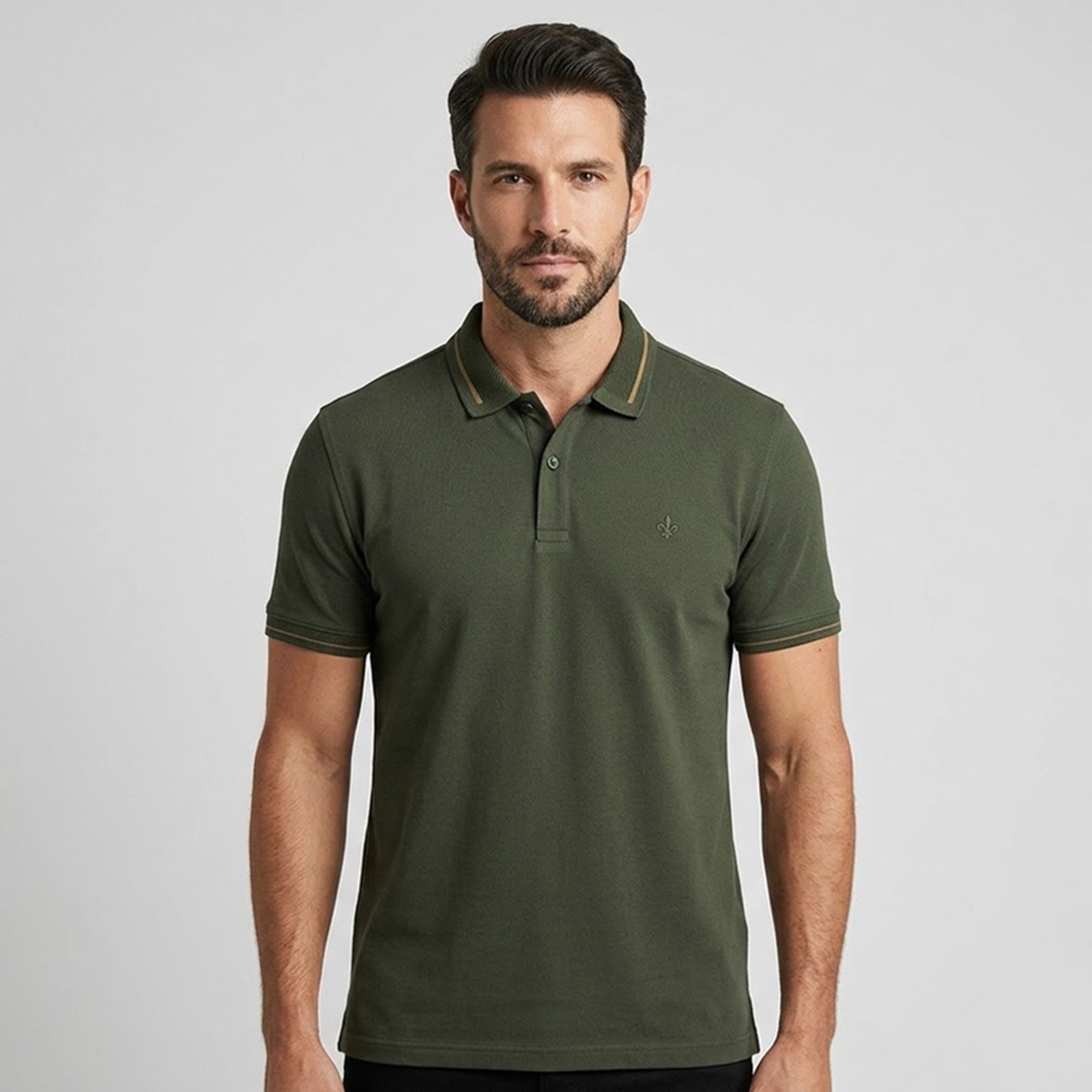 Camisa Polo Dudalina Piquet Jacquard In26 Verde Masculino