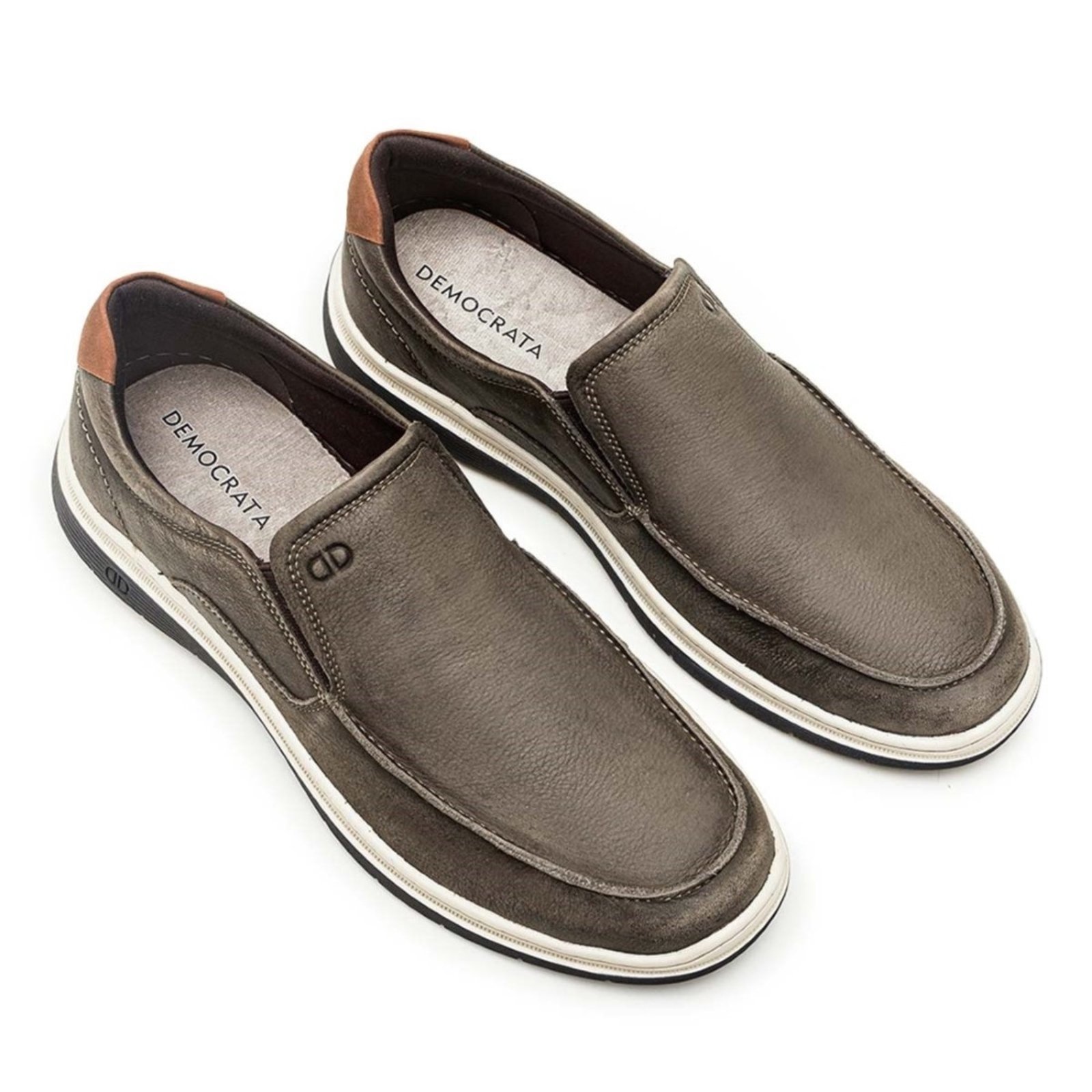 Vista 3 Sapatênis Slip On De Couro Democrata Masculino Easy Leave 245201 grafite DEMOCRATA grafite