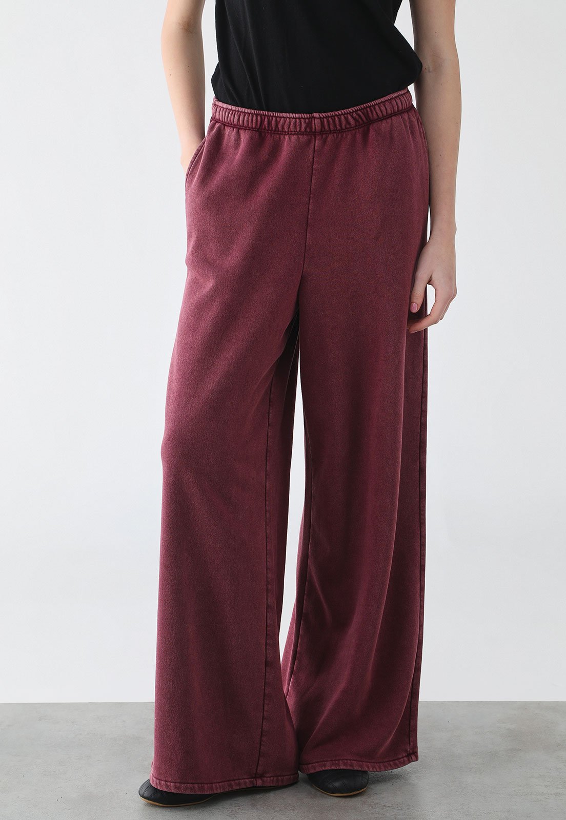 Calça Feminina GAP Reta Cintura Alta Bordô