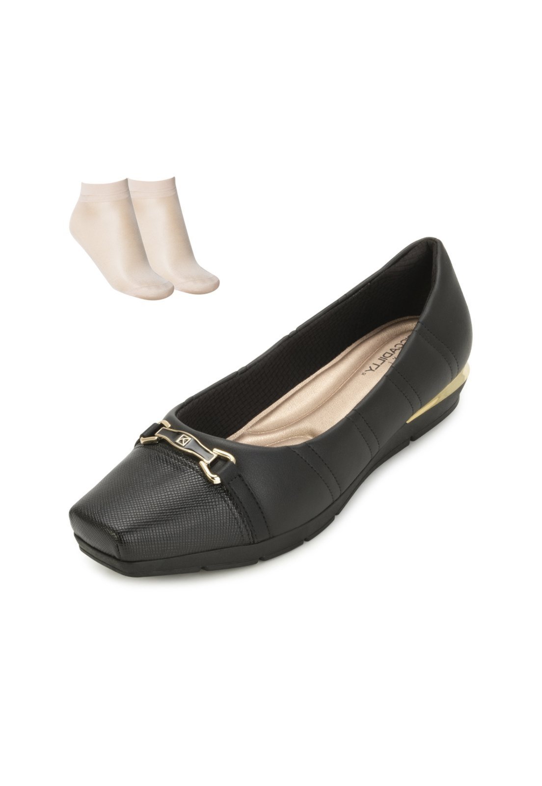Sapato Piccadilly e Meia PD25-14732 Preto-Dourado