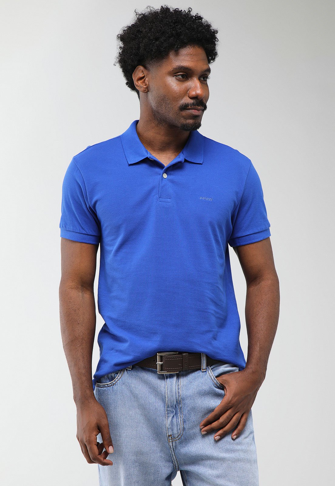 Polo Masculina Colcci Gola Tradicional Azul