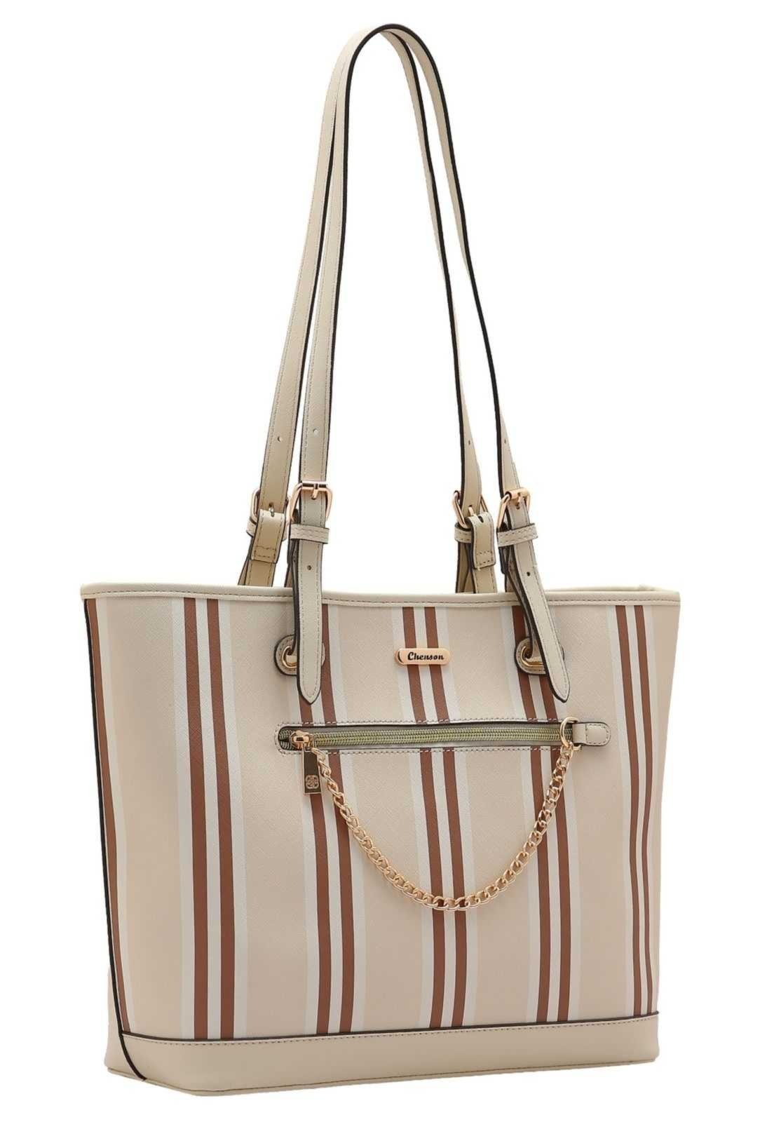 Bolsa Feminina Chenson Listras 3485272 Bege