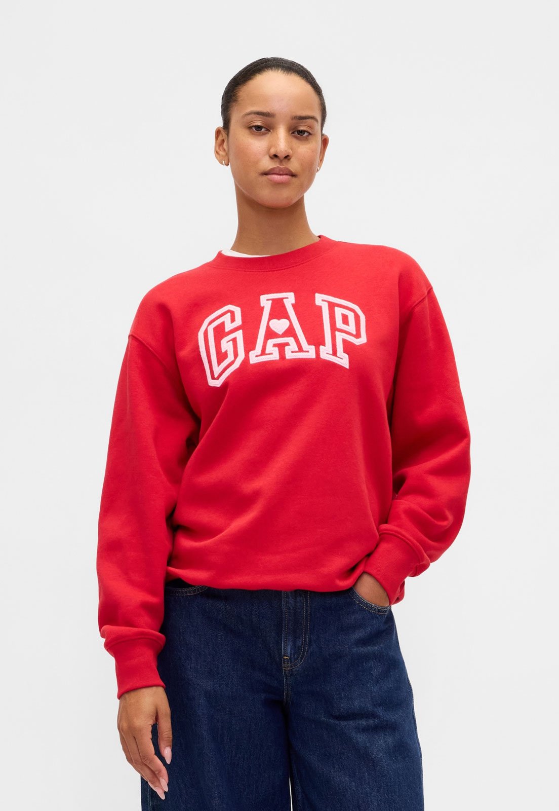 Blusa de Moletom Feminina GAP Logo Bordado Vermelho