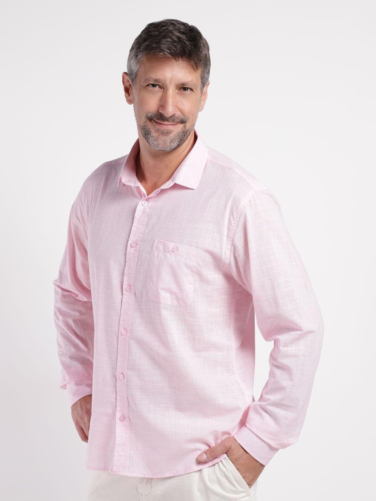 Camisa Slim Fit Eletrón Masculina ROSA