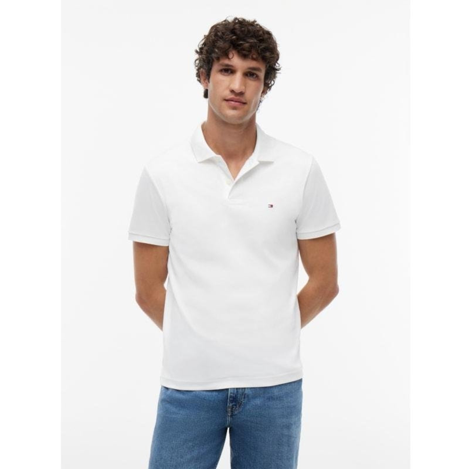 Polo Regular Bandeira Bordada Branco