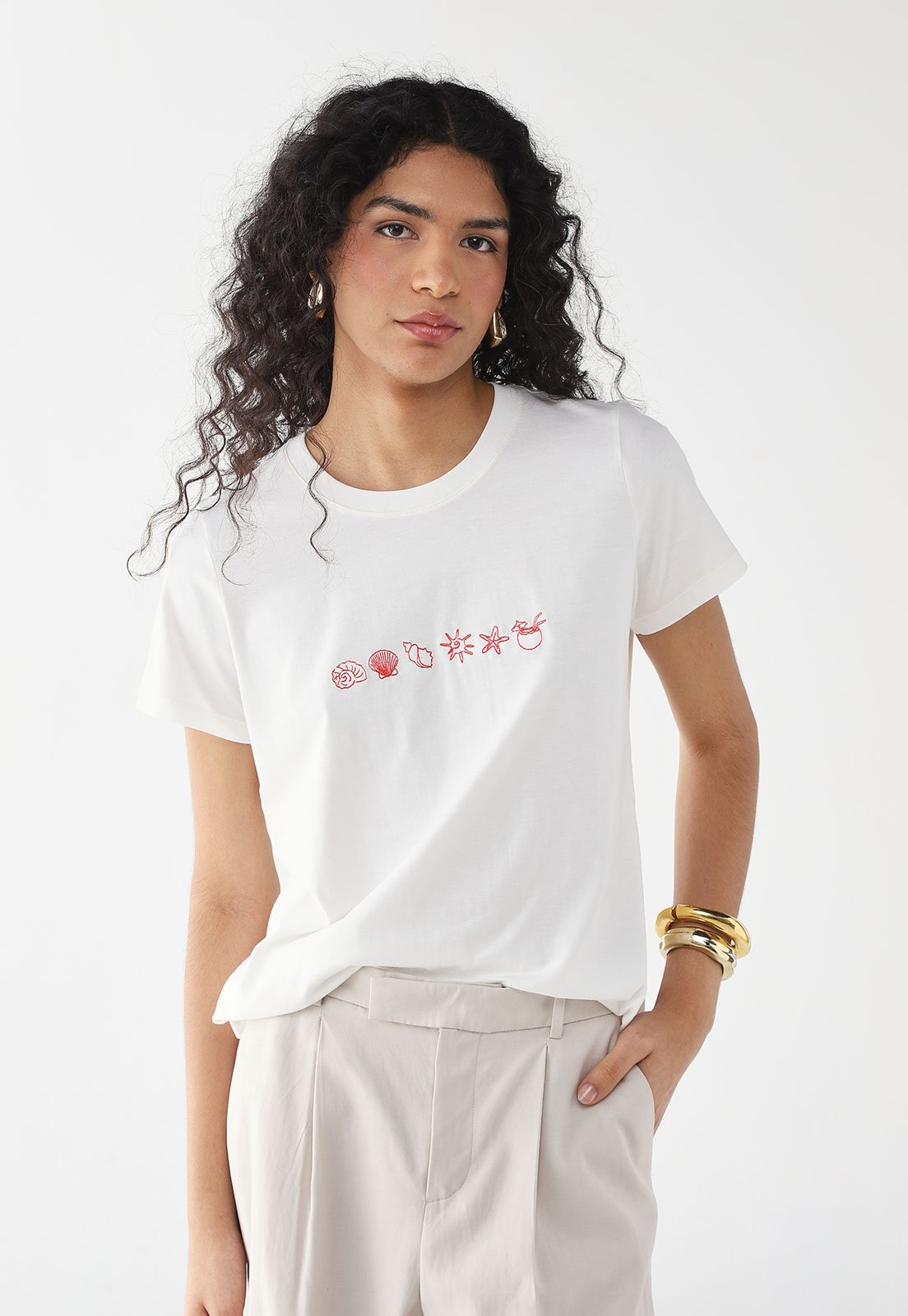 Blusa Feminina Dress To Bordado Elementos Branca