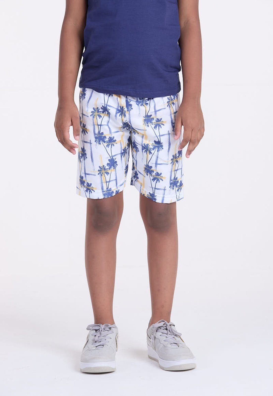 Infantil – Bermuda Tactel Coqueiros Branco