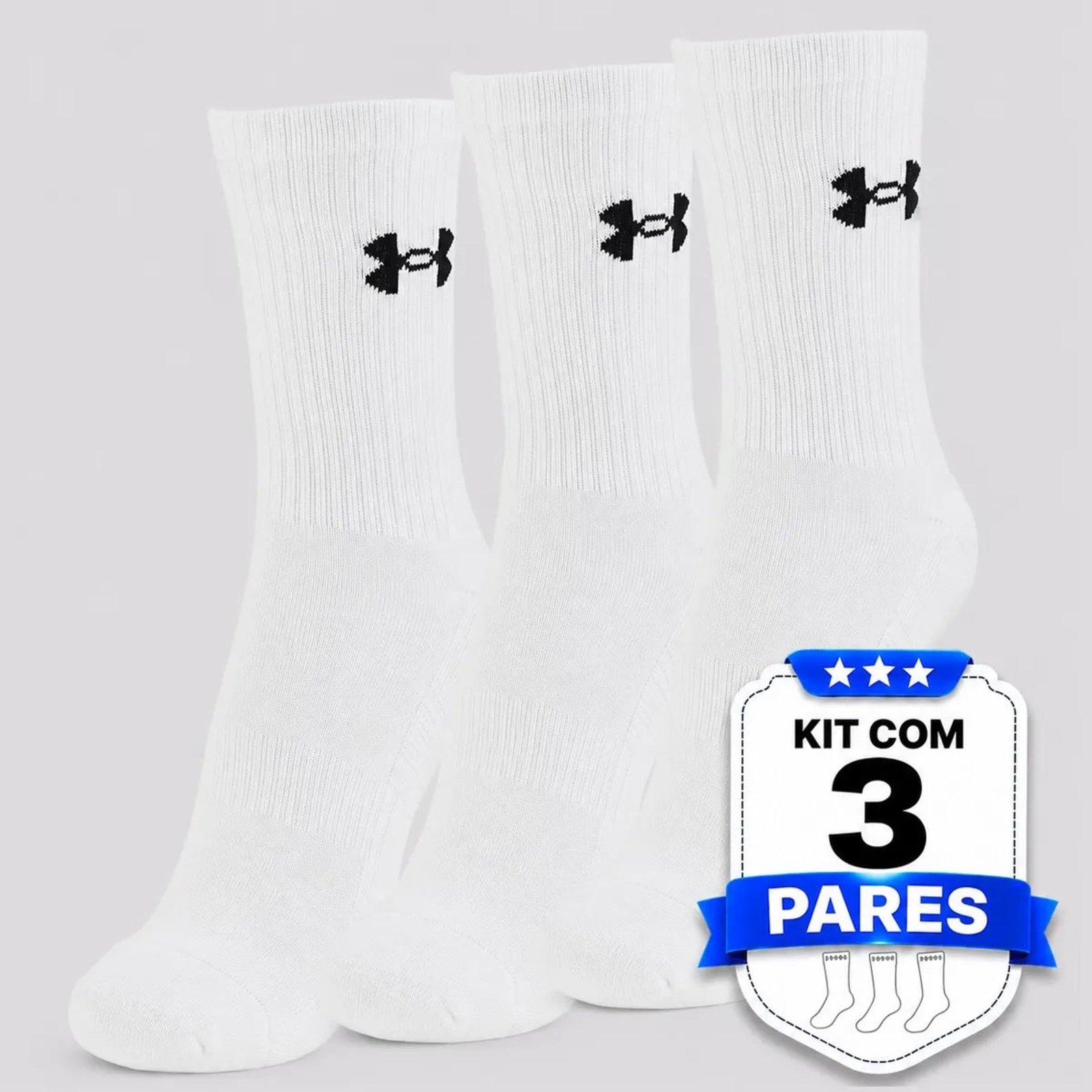 Kit Meia Under Armour Tripack 3 Pares Branca