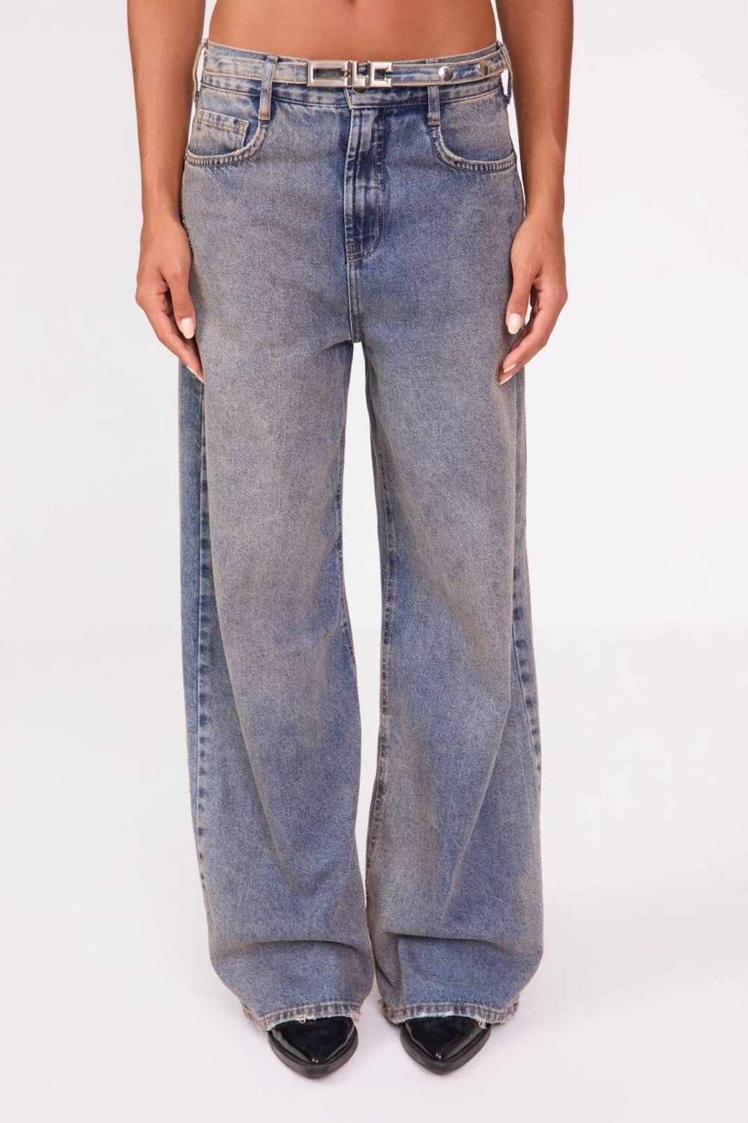 Calça Jeans Feminina Baggy com Cinto Colcci CLC Indigo