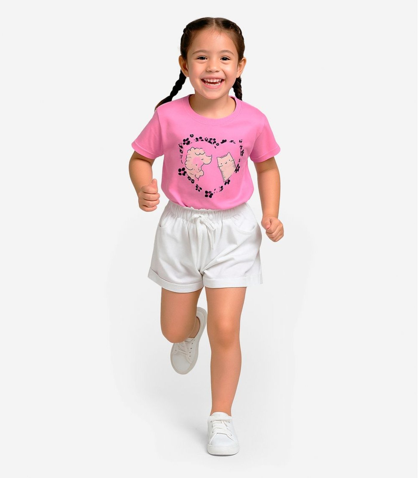 Infantil - Conjunto Menina Blusa Com Shorts Select Rosa
