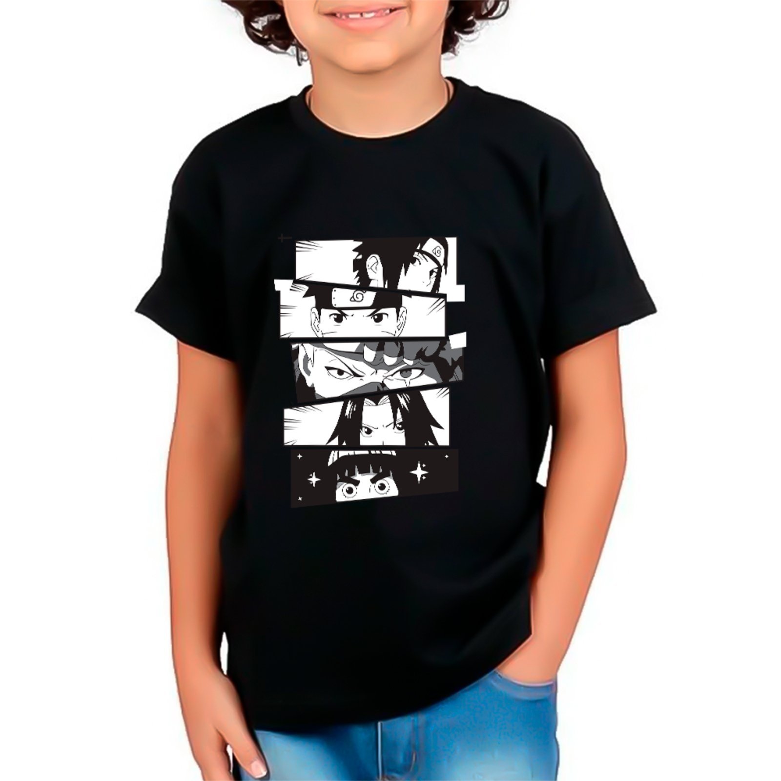 Infantil - Camiseta Unissex Coleção Anime Naruto Clássico Preto