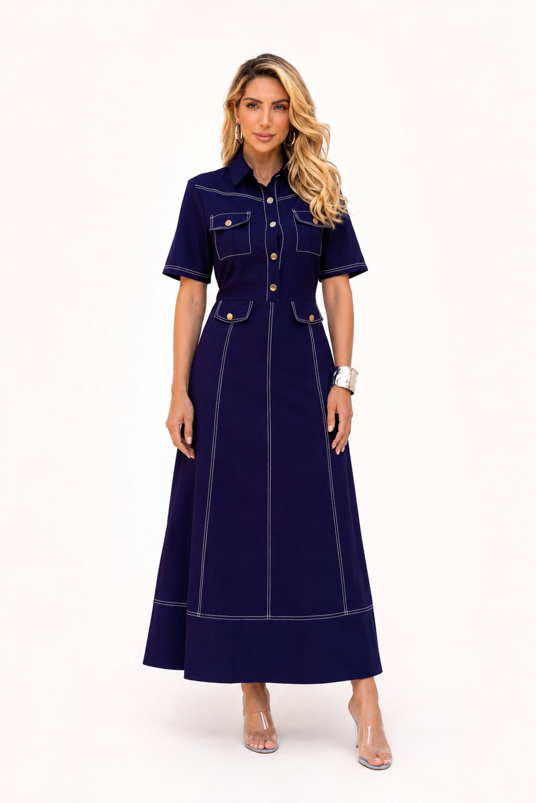 Vestido Midi D Bell Outlet Fashion Azul