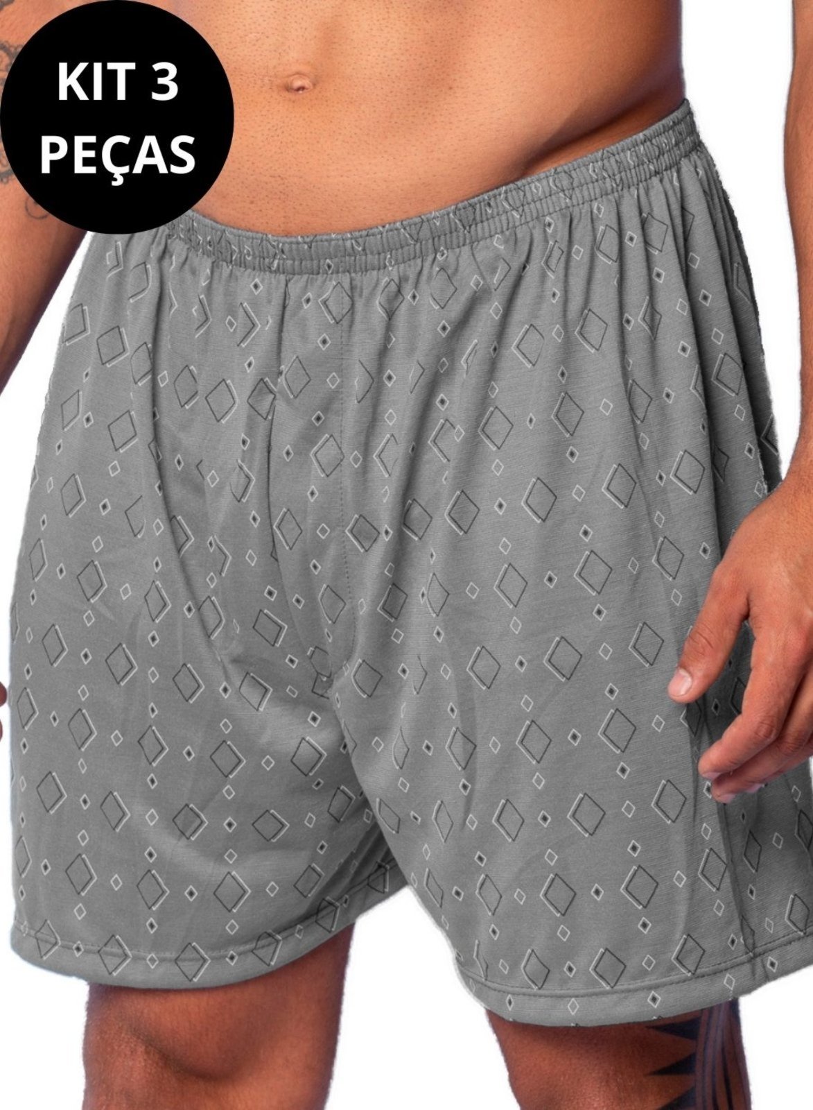 Kit 3 Samba Canção Gabi Lingerie Malha Elegante Cueca Confortável Calção Masculino Multicolorido