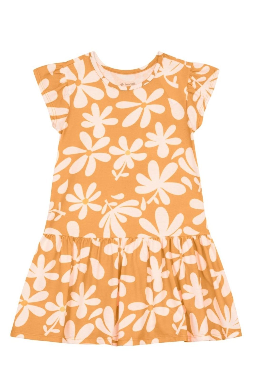 Infantil - Vestido menina de flores Brandili -Laranja