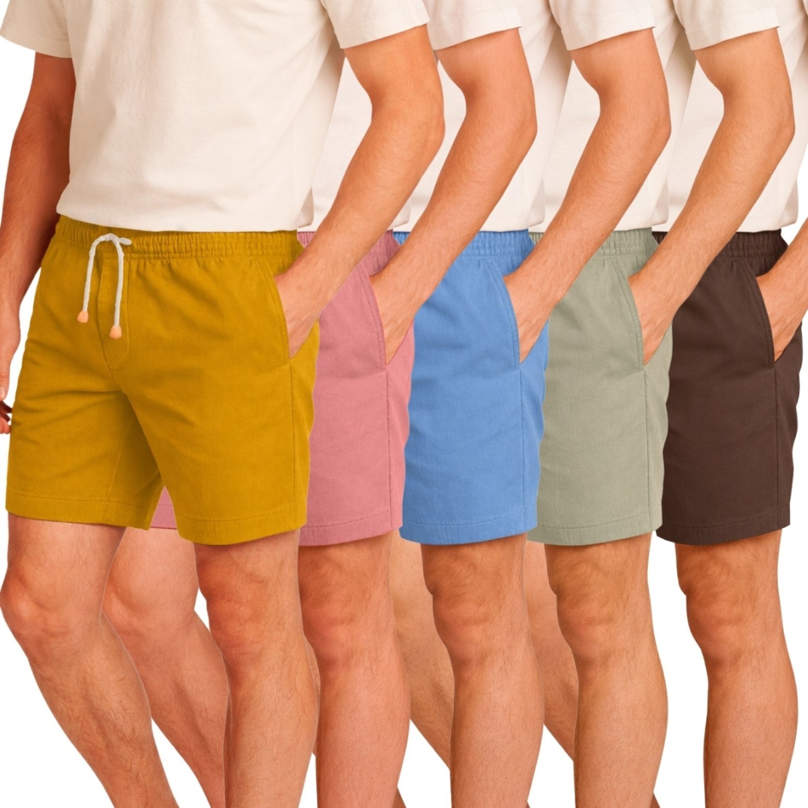 Kit 5 Shorts Linho Premium Bermuda Masculina Moda Praia Luxo
