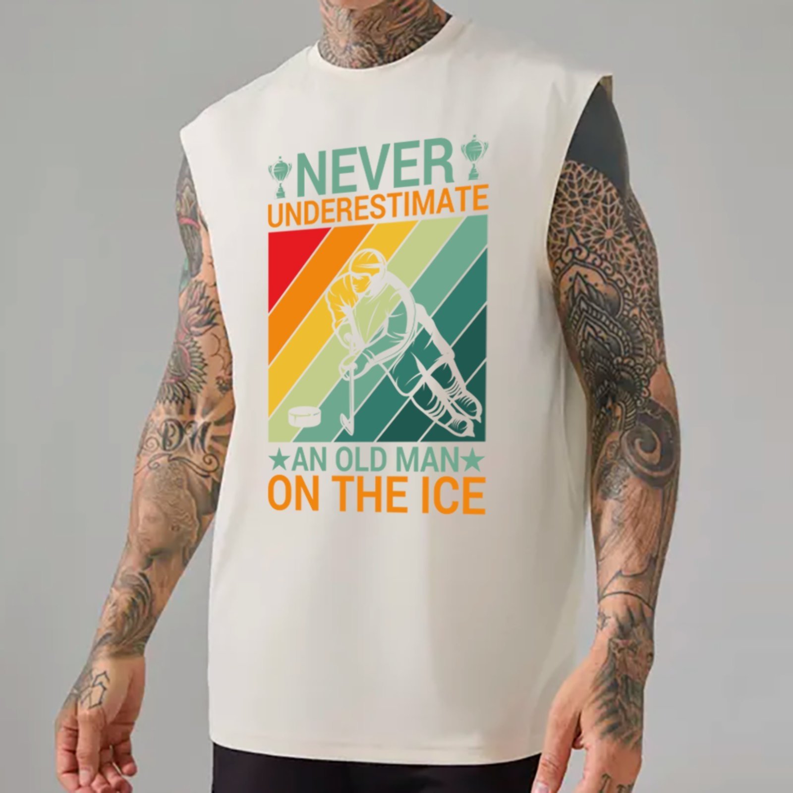 Camiseta Regata Machão Ousy Never Underestimate Oversized Masculina Branco