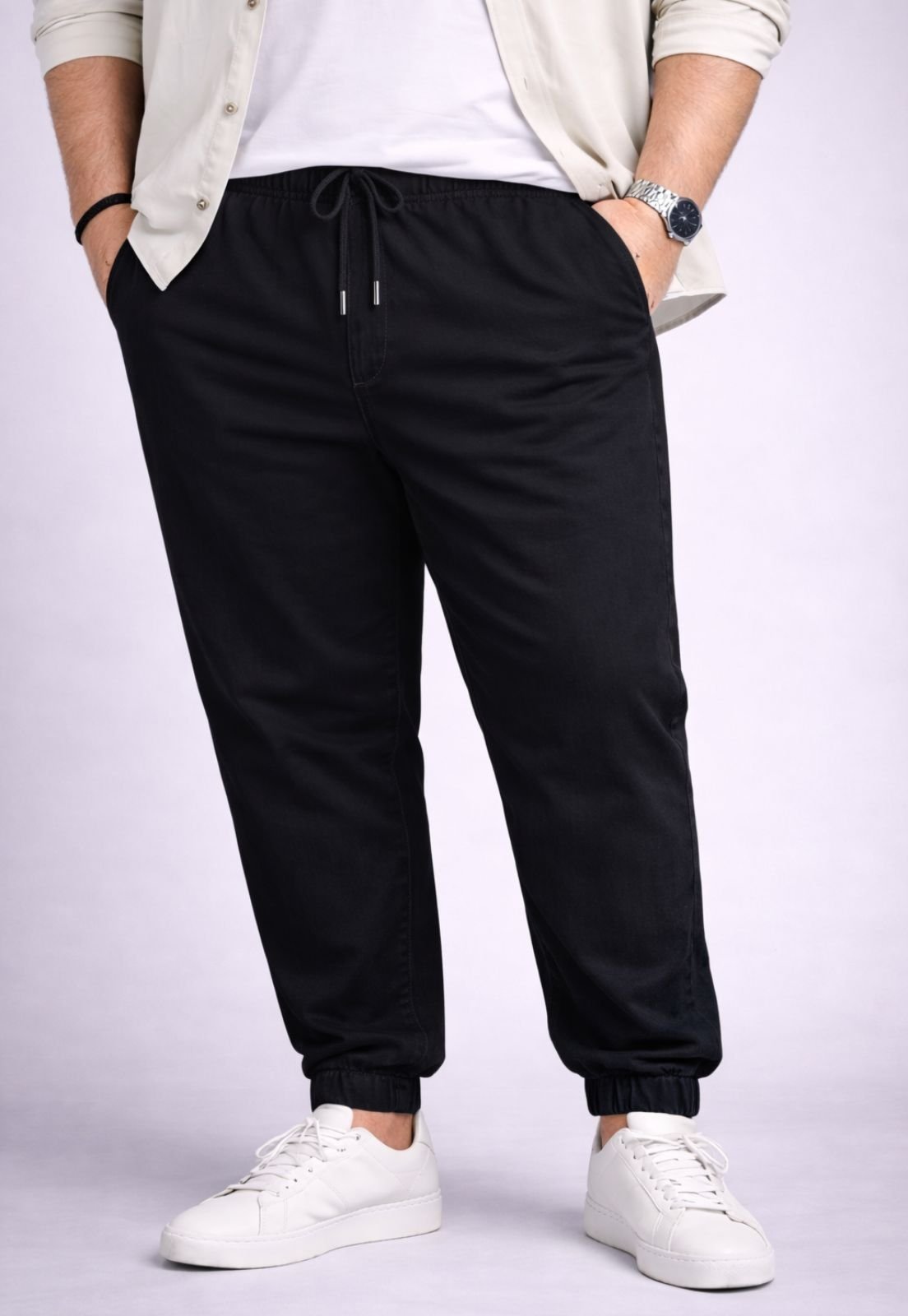 Calça Jogger Masculina Plus Size Com Punho Daze Modas Preto