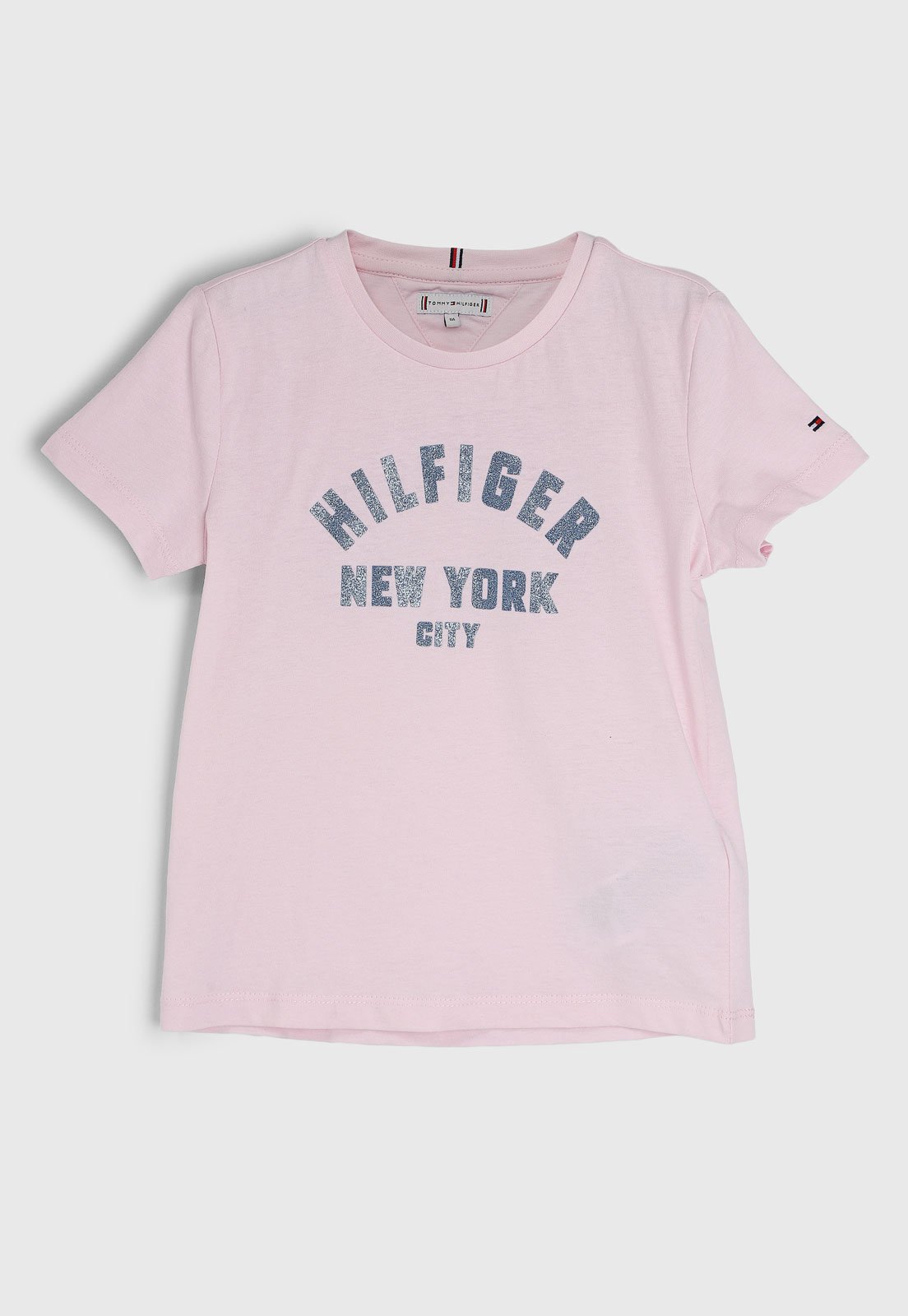 Infantil – Camiseta Manga Curta Tommy Hilfiger Logo Glitter Rosa