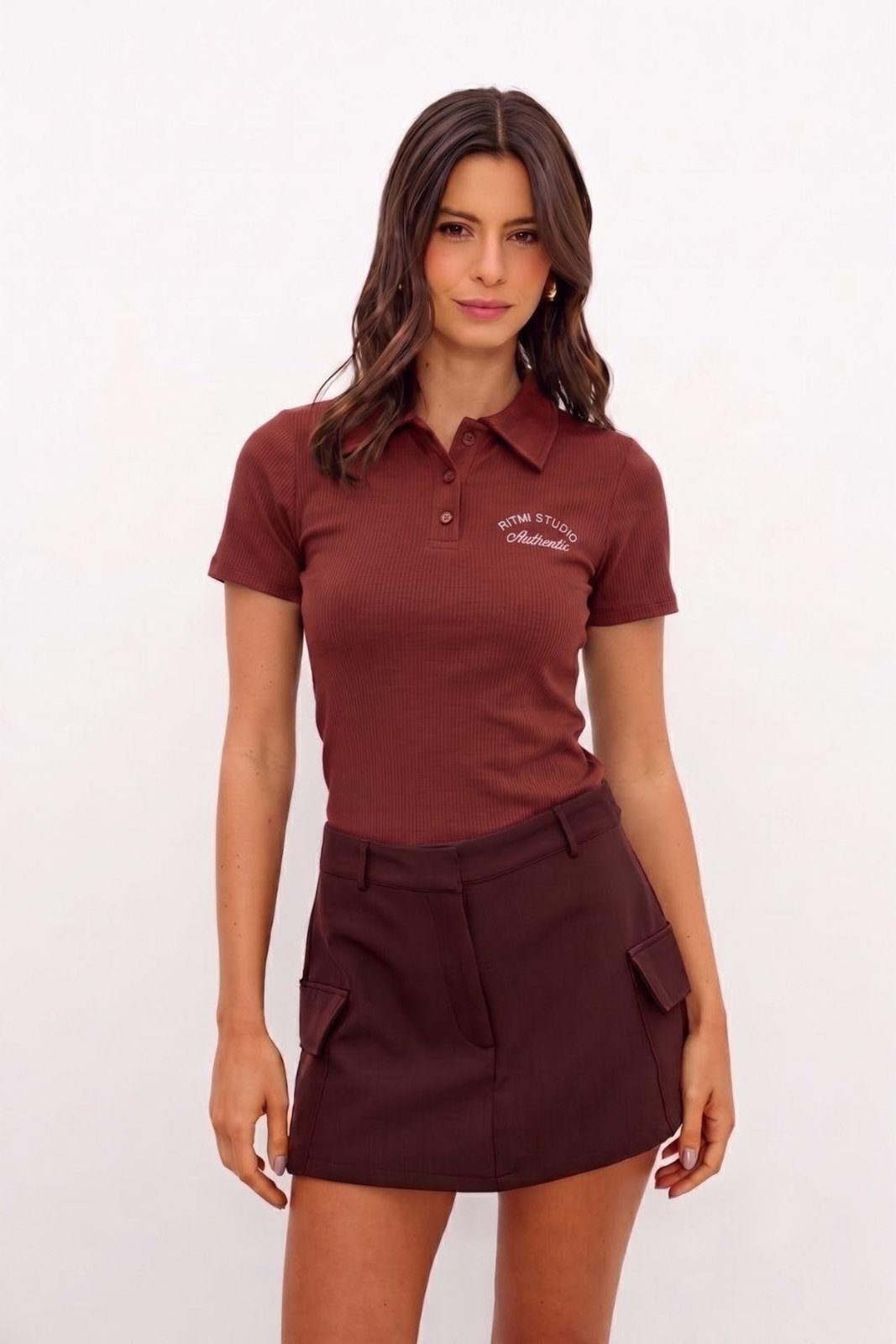 Blusa Gola Polo Manga Curta Ritmi Studio Vermelho