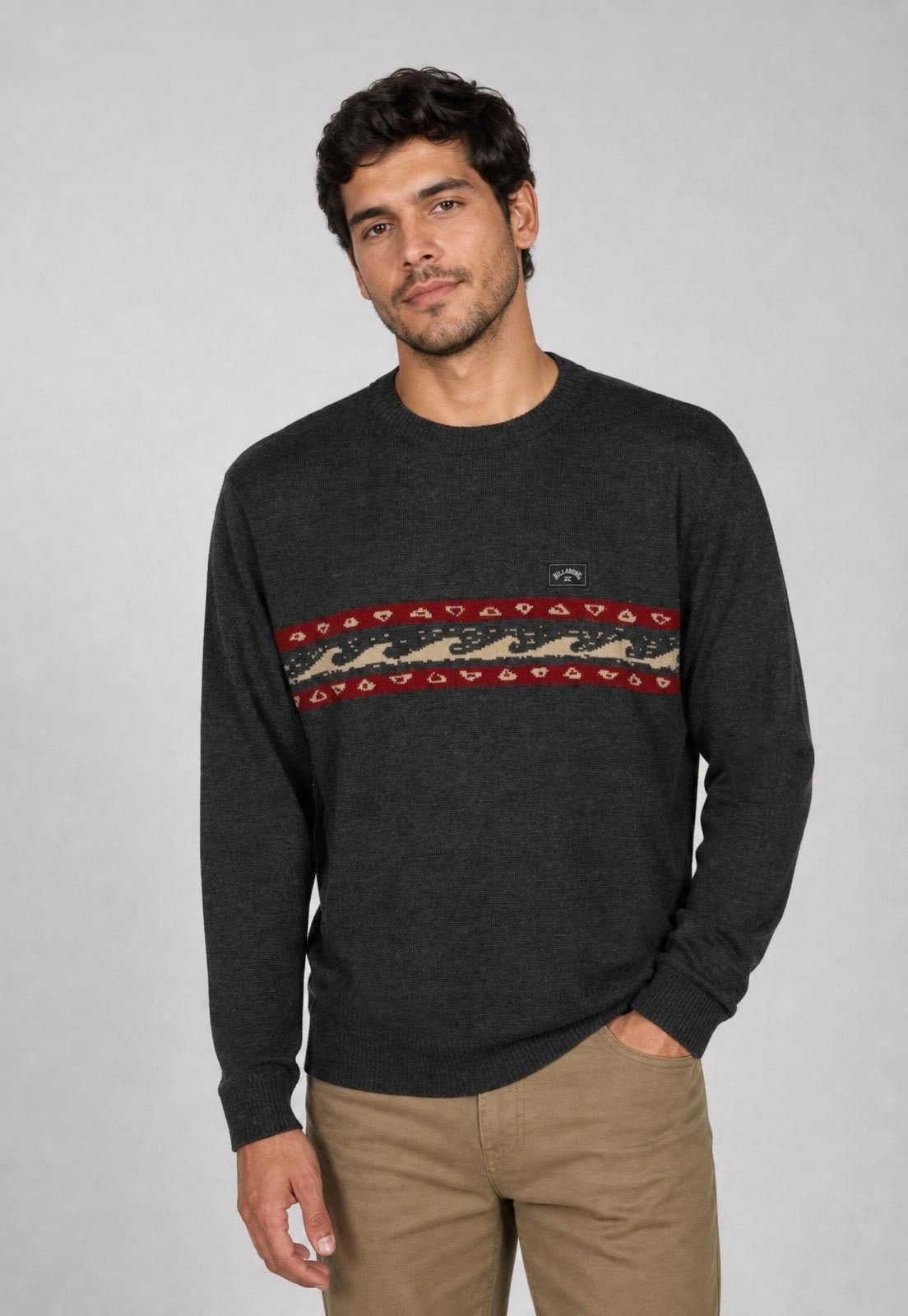 Suéter Masculino Billabong Jacquard Cinza Escuro