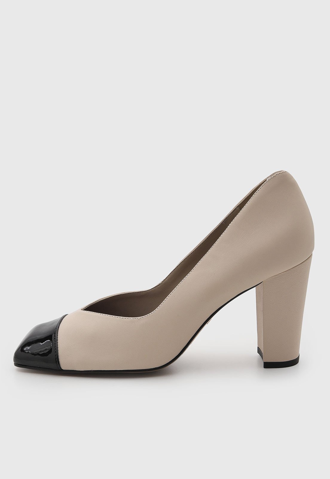 Scarpin Feminino Arezzo Salto Médio Bicolor Bege