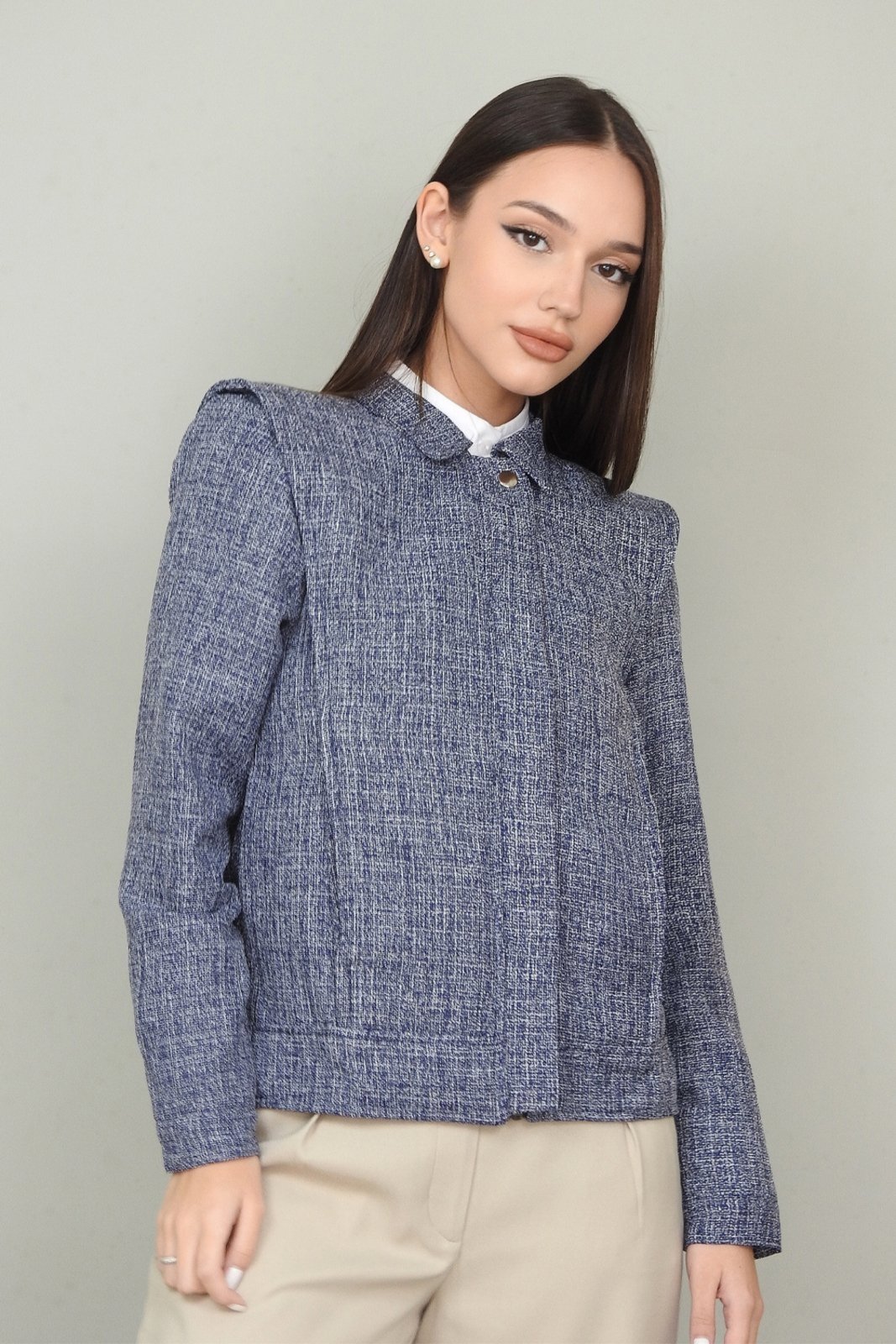 Jaqueta Moscou Tweed Conigli Azul