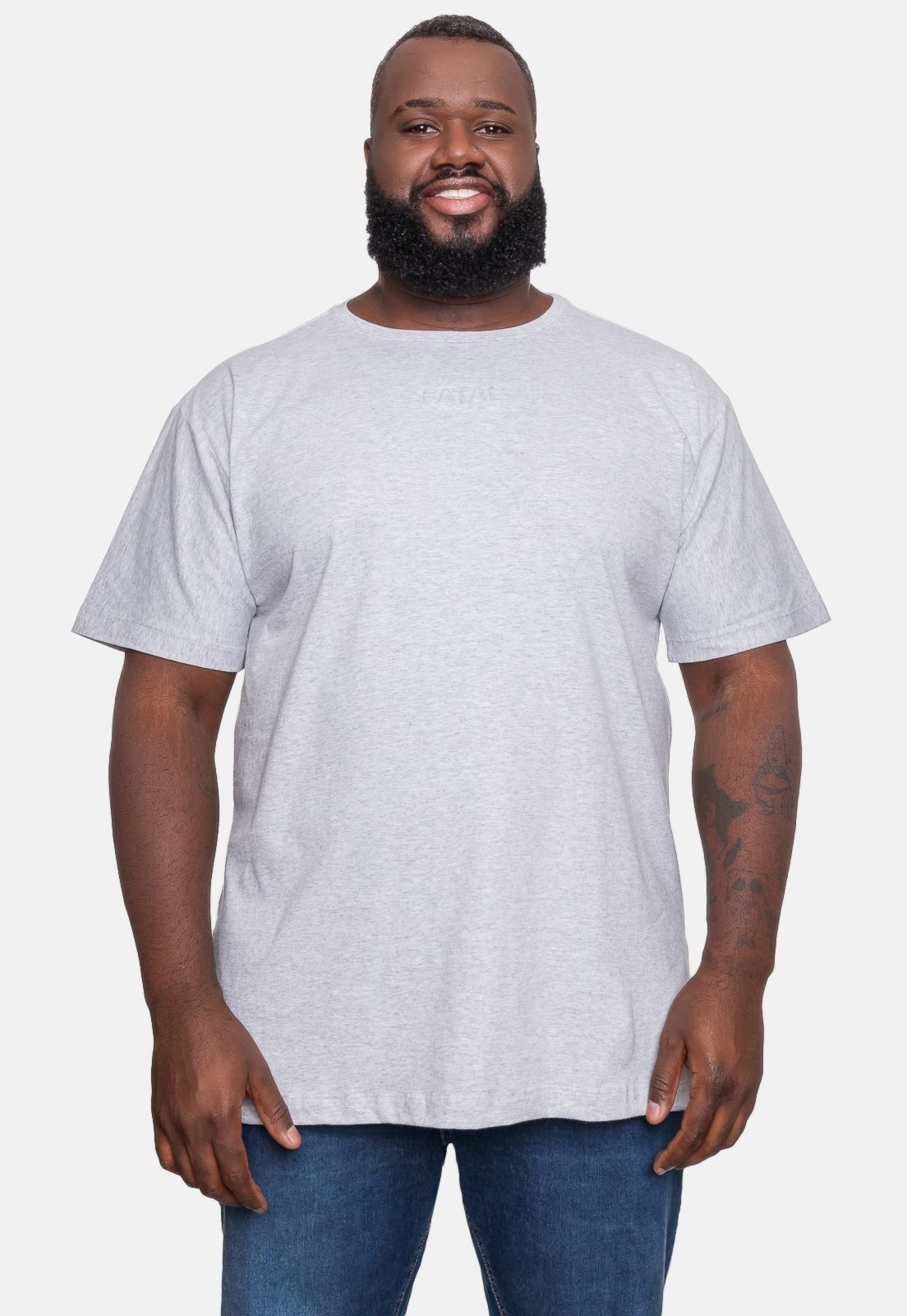 Camiseta Fatal Plus Size Masculino New Frequence Gelo Mescla