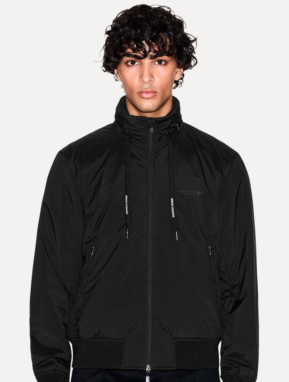 Jaqueta Armani Exchange Masculina Nylon Elástico Preta