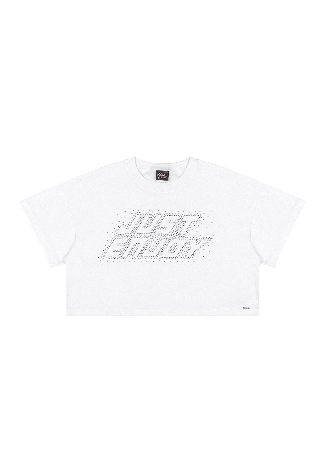 Vista 3 Infantil - Blusa Juvenil em Algodão com Strass Gloss branco Gloss branco