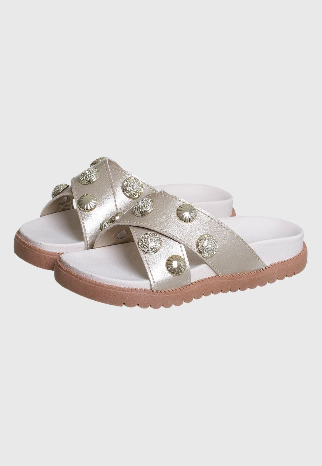 Infantil – Chinelo Papete 28 ao 39 Feminino Dourado Tira Trançada tep