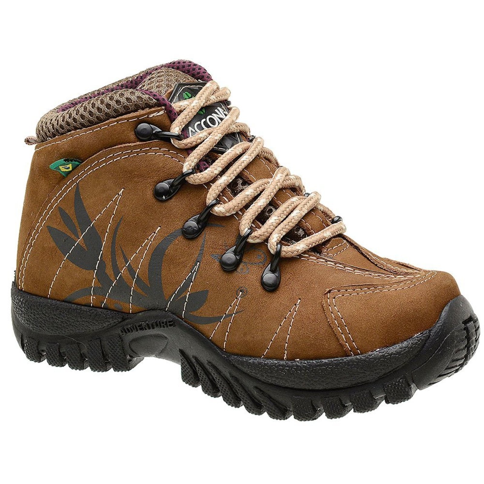 Infantil - Coturno Feminino Adventure Accona Em Couro Rato 10000R-INF
