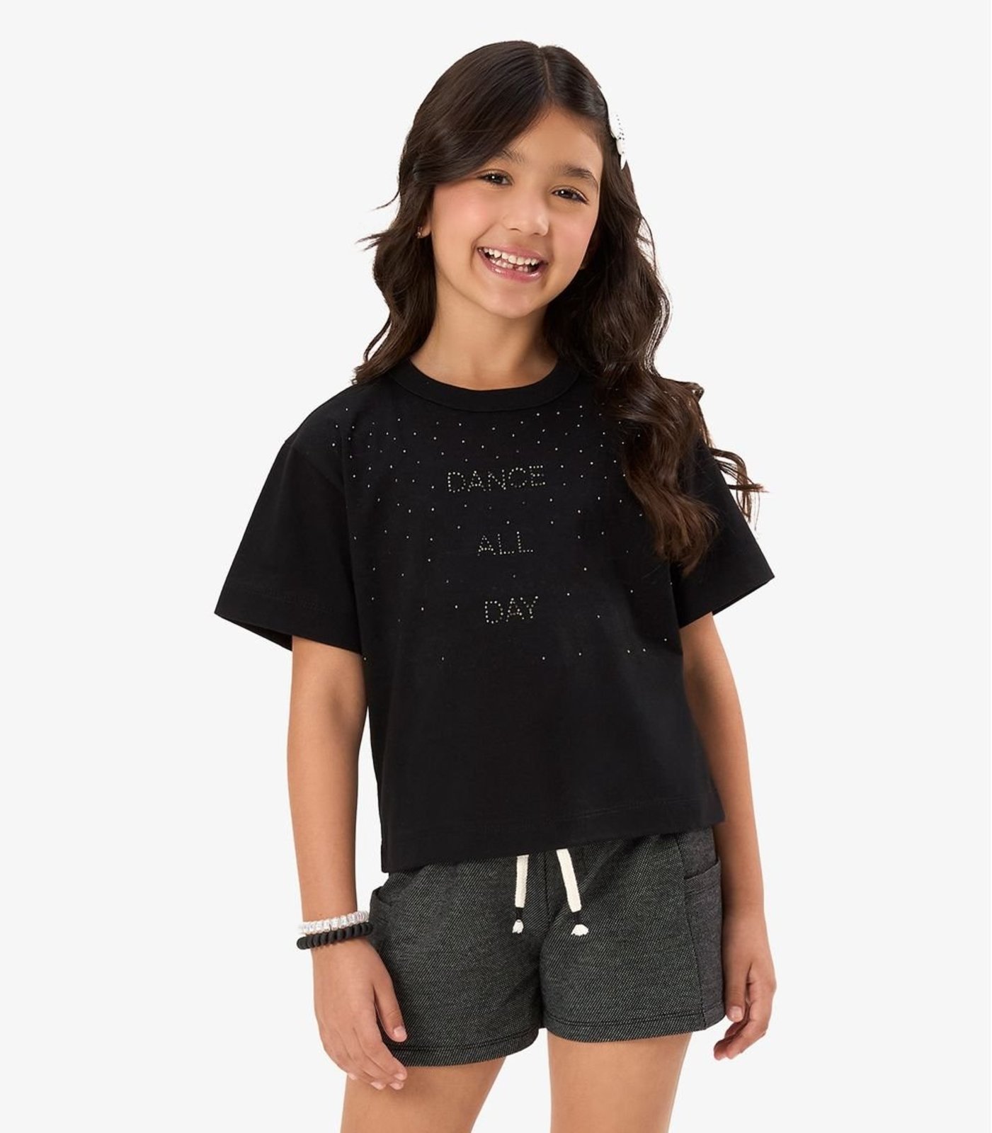 Infantil - Blusa Feminina Meia Malha Rovi Preto