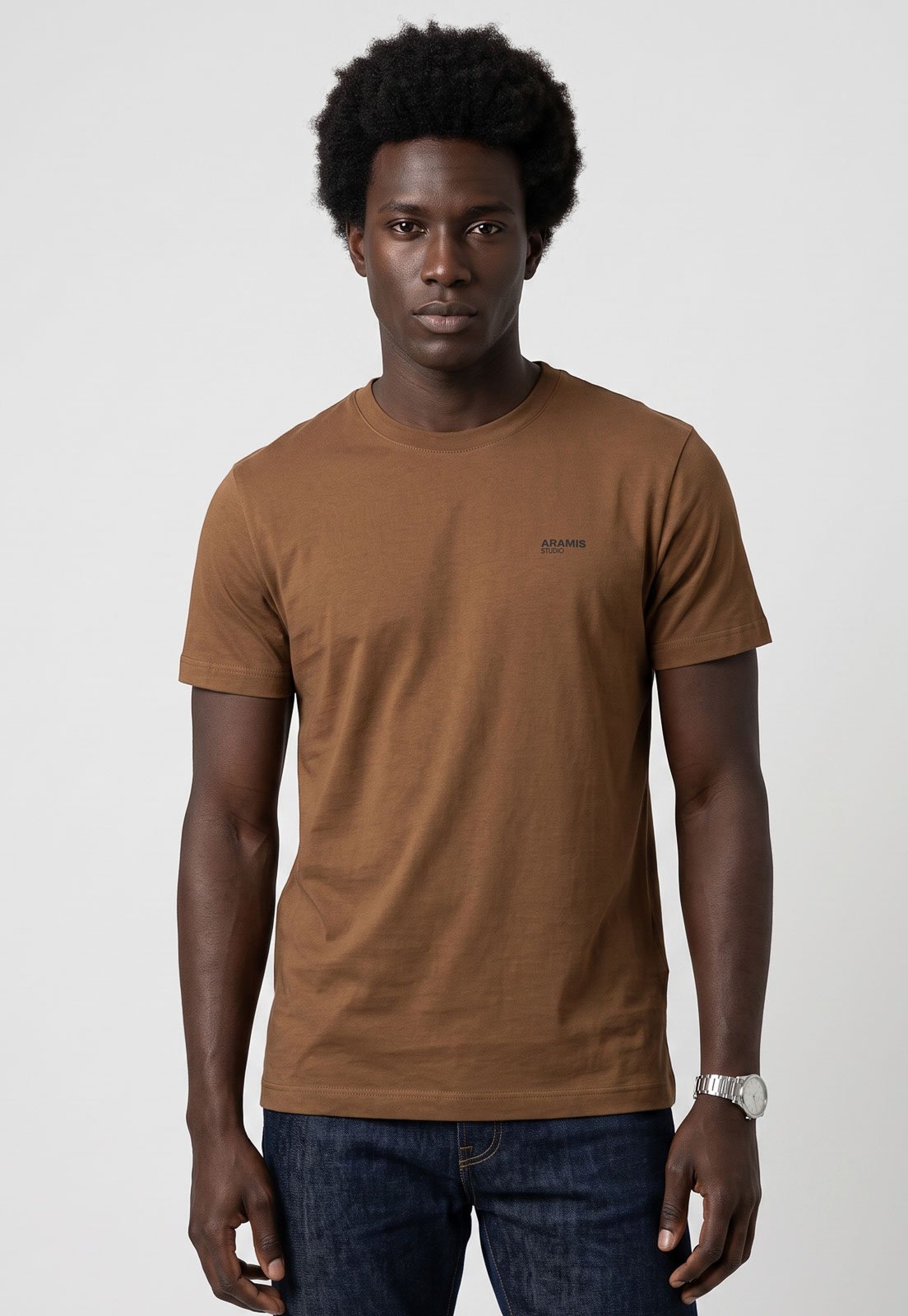 Camiseta Masculina Aramis Logo Marrom