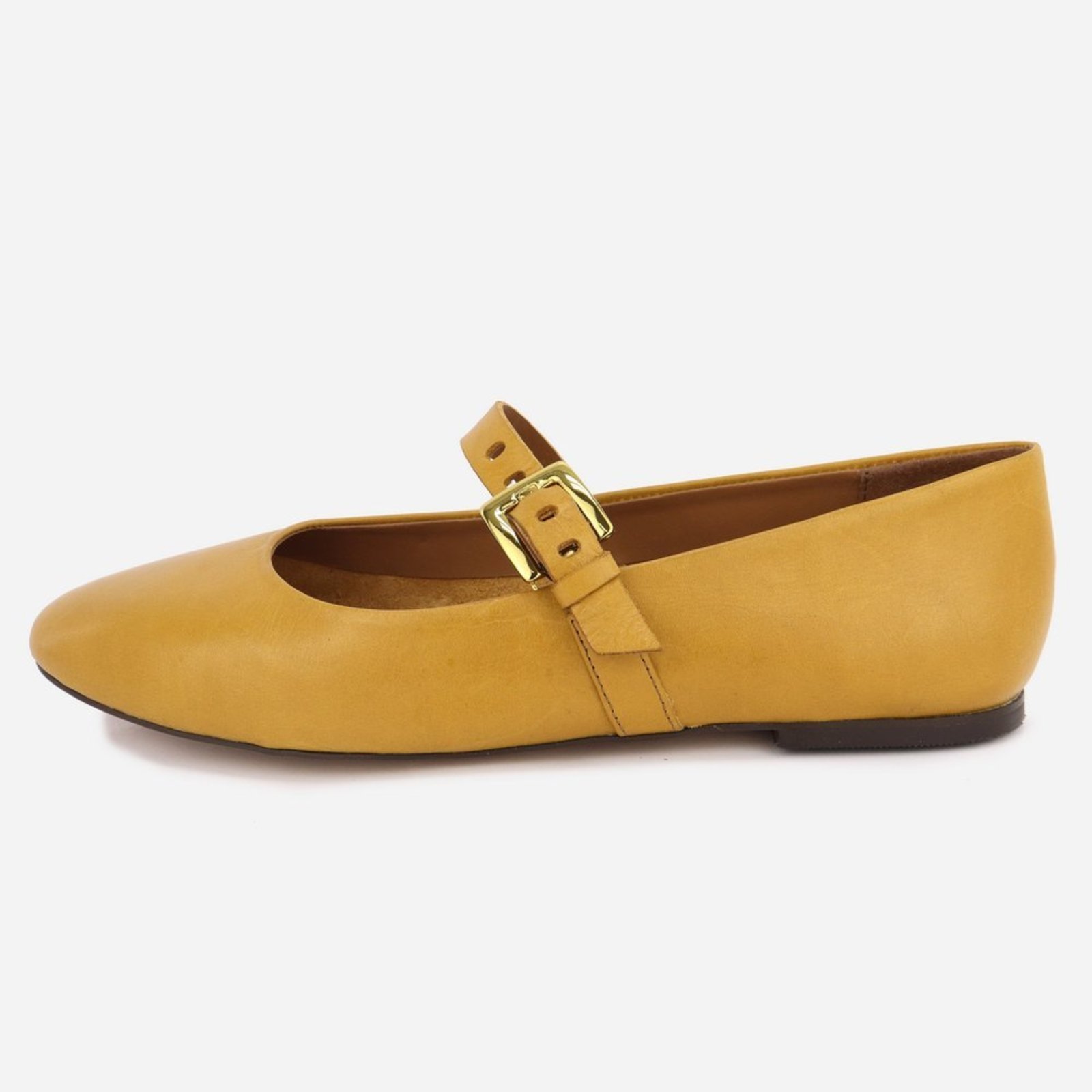 Sapatilha Feminina Mary Jane Bico Fino Em Couro Com Fivela Ajustável Elegante Casual Maria Paula Mel