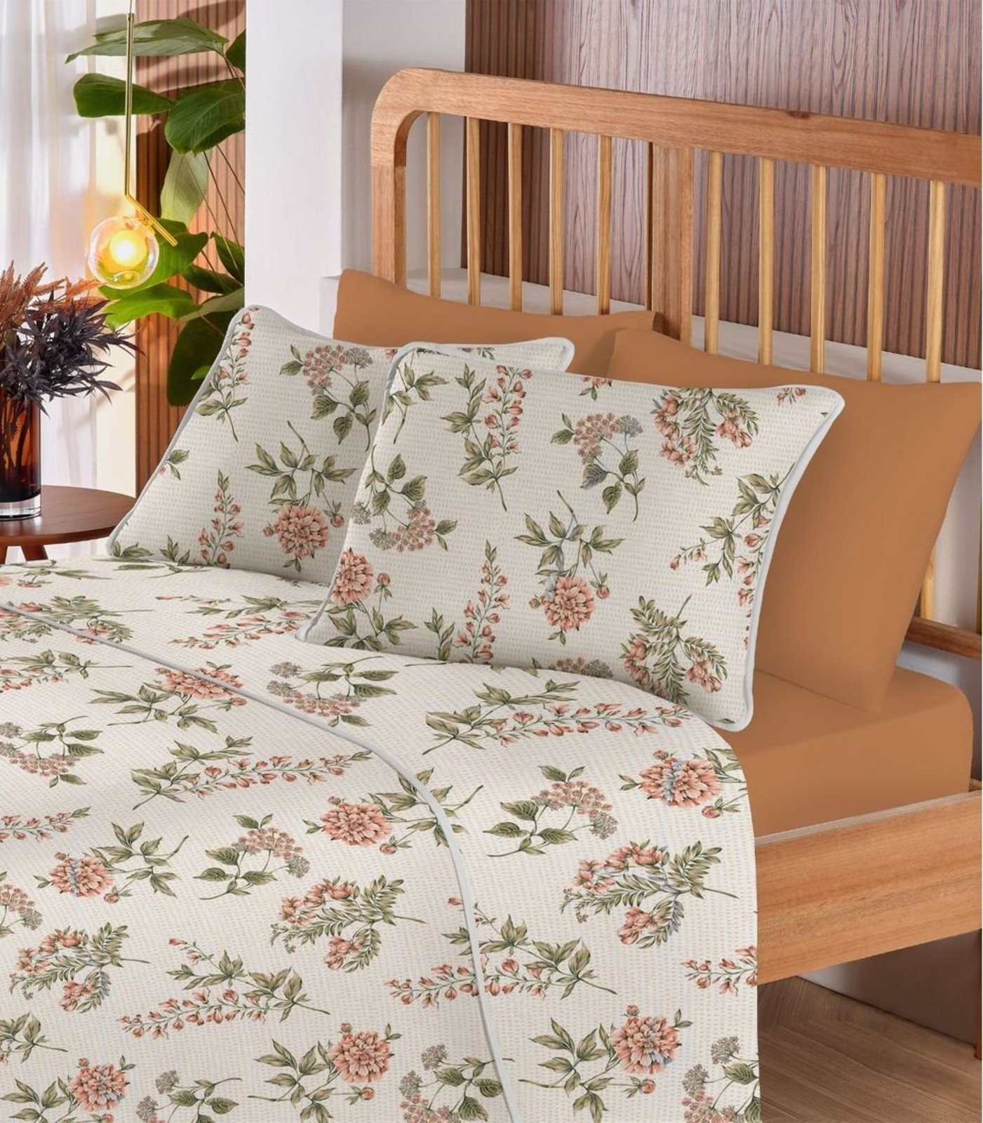 Jogo De Cama Casal Premium 4 Peças Vivaldi Laranja